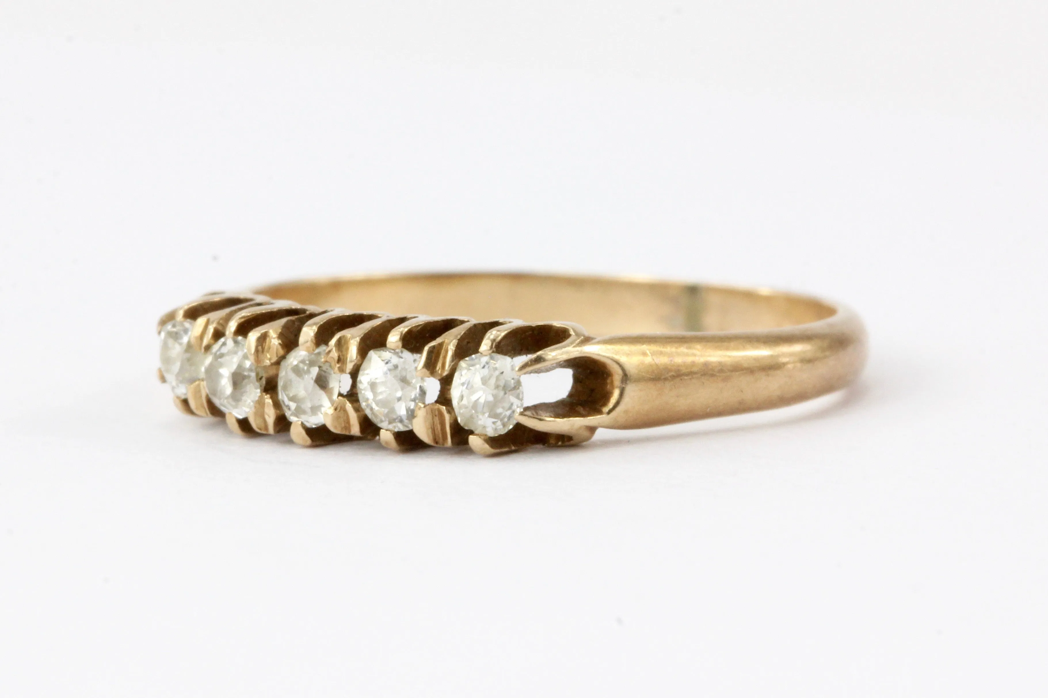 Victorian 14K Yellow Gold Old Mine Cut Diamond Band