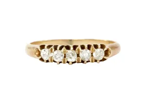 Victorian 14K Yellow Gold Old Mine Cut Diamond Band