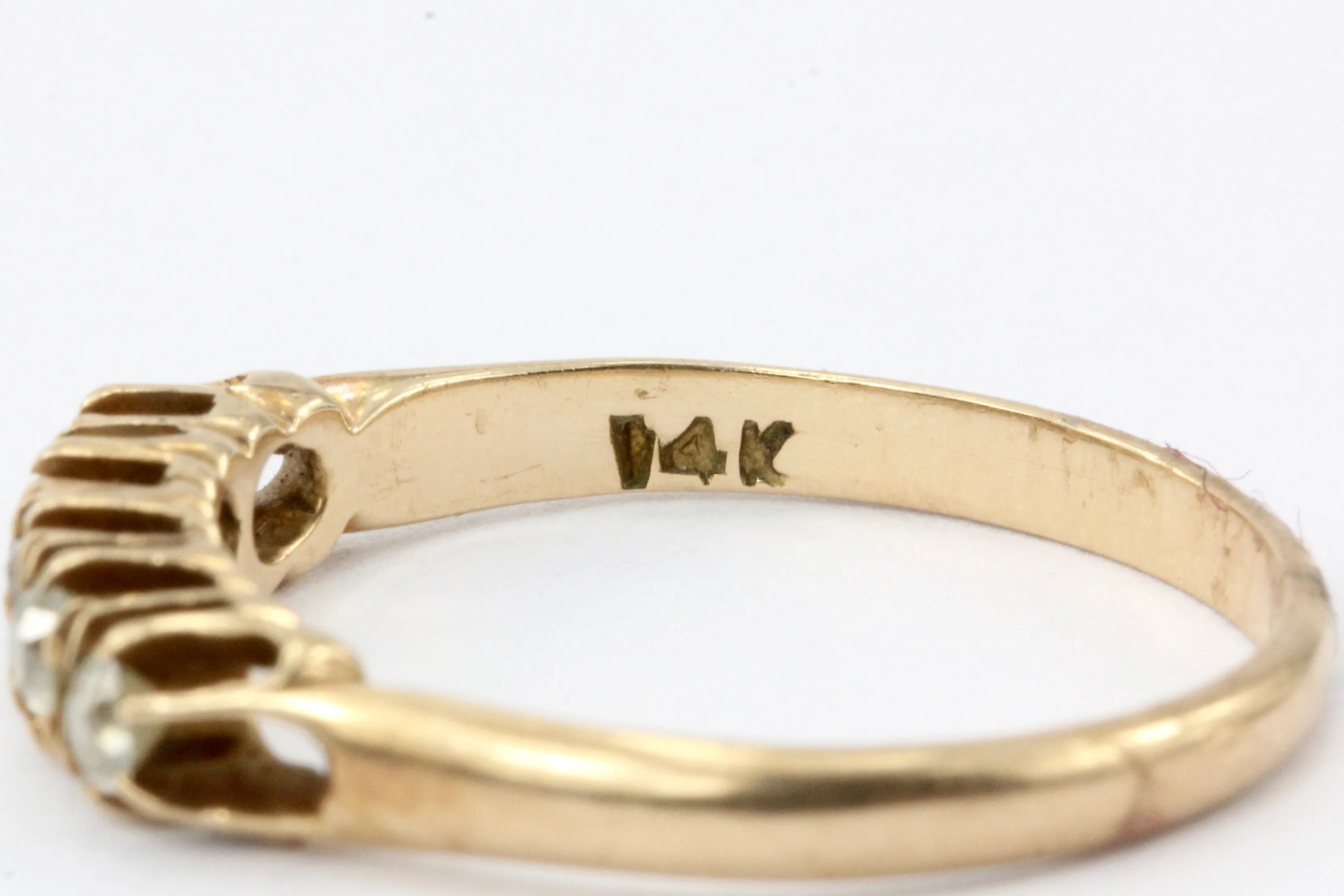 Victorian 14K Yellow Gold Old Mine Cut Diamond Band