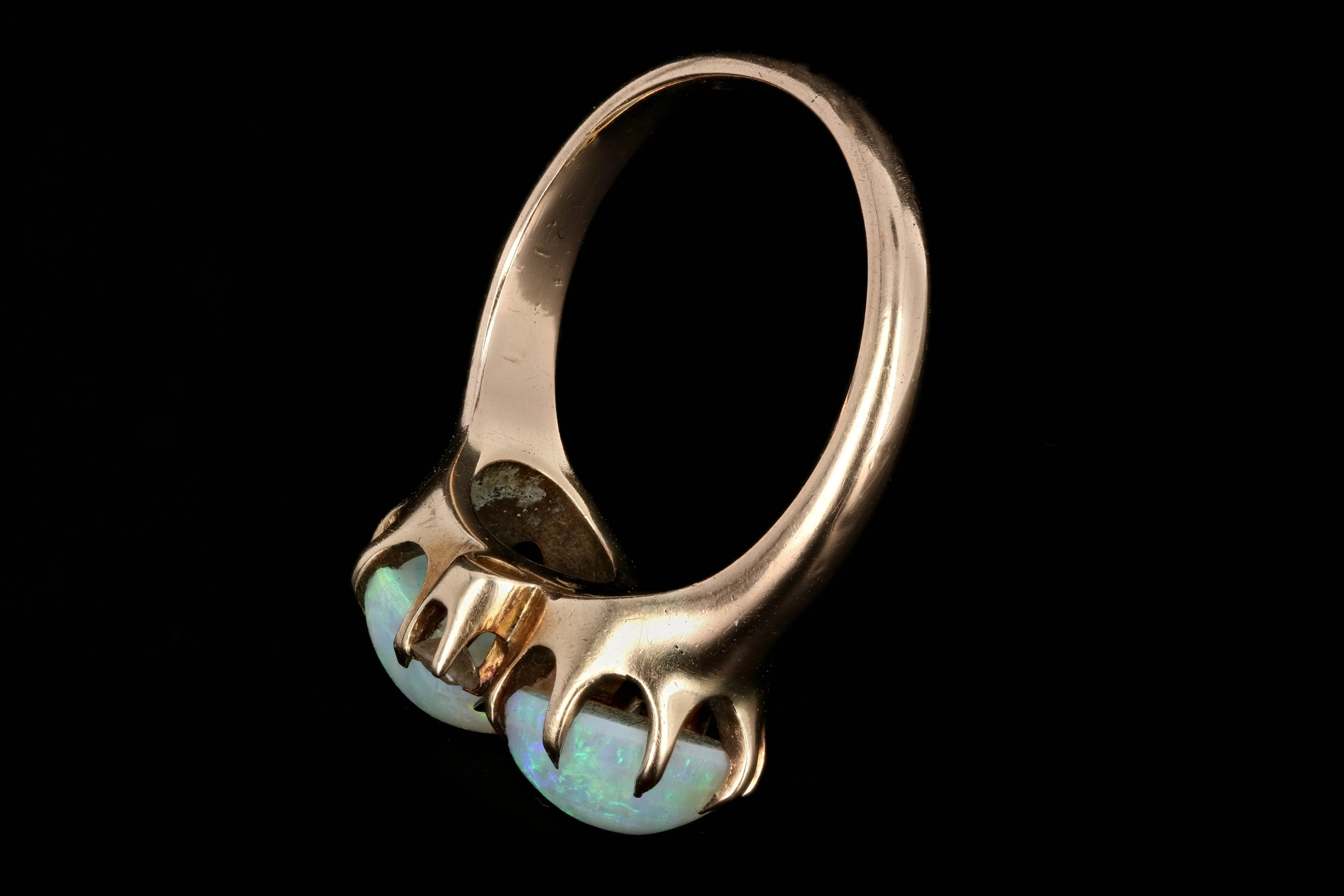 Victorian 14K Yellow Gold Opal And Diamond Ring
