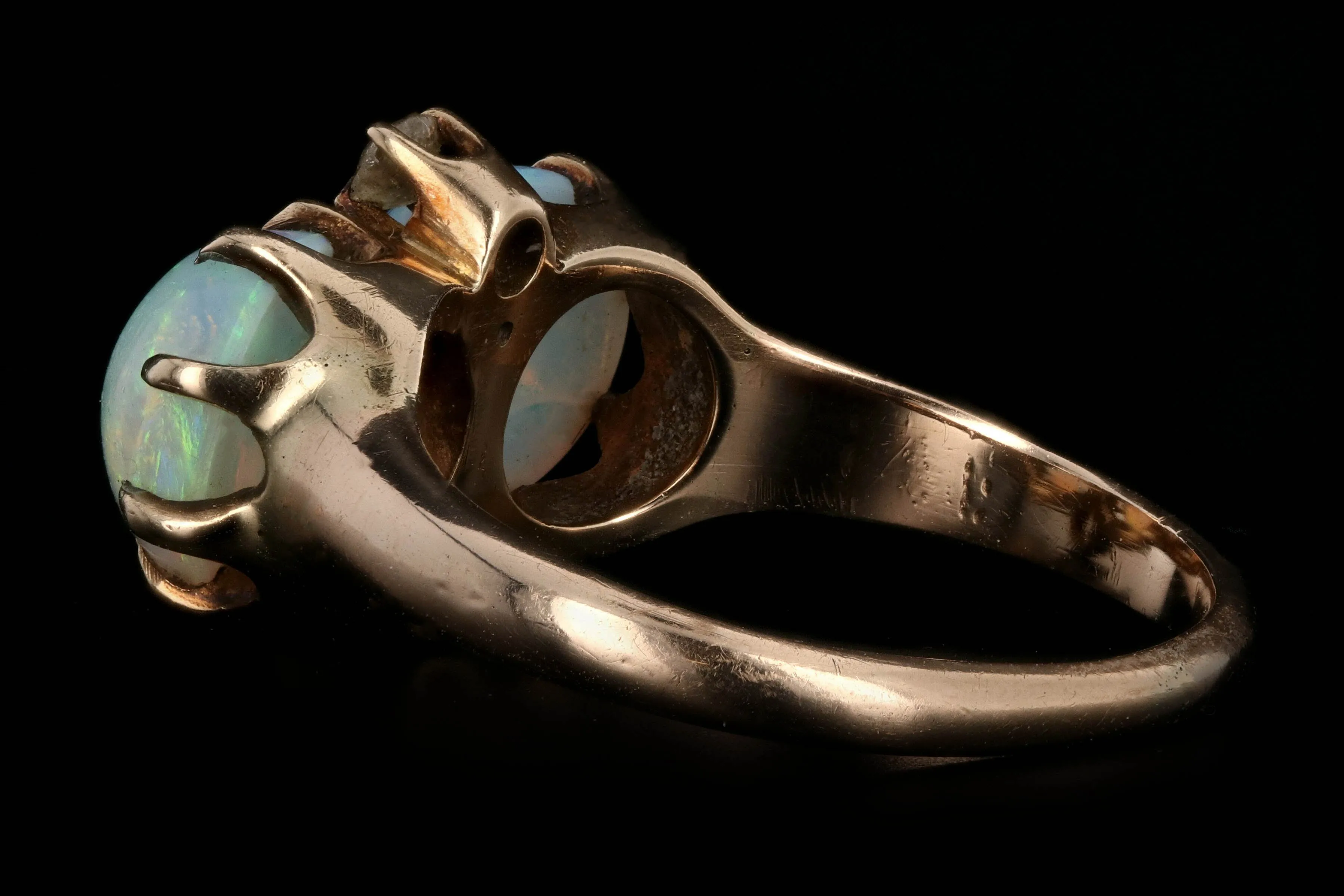 Victorian 14K Yellow Gold Opal And Diamond Ring