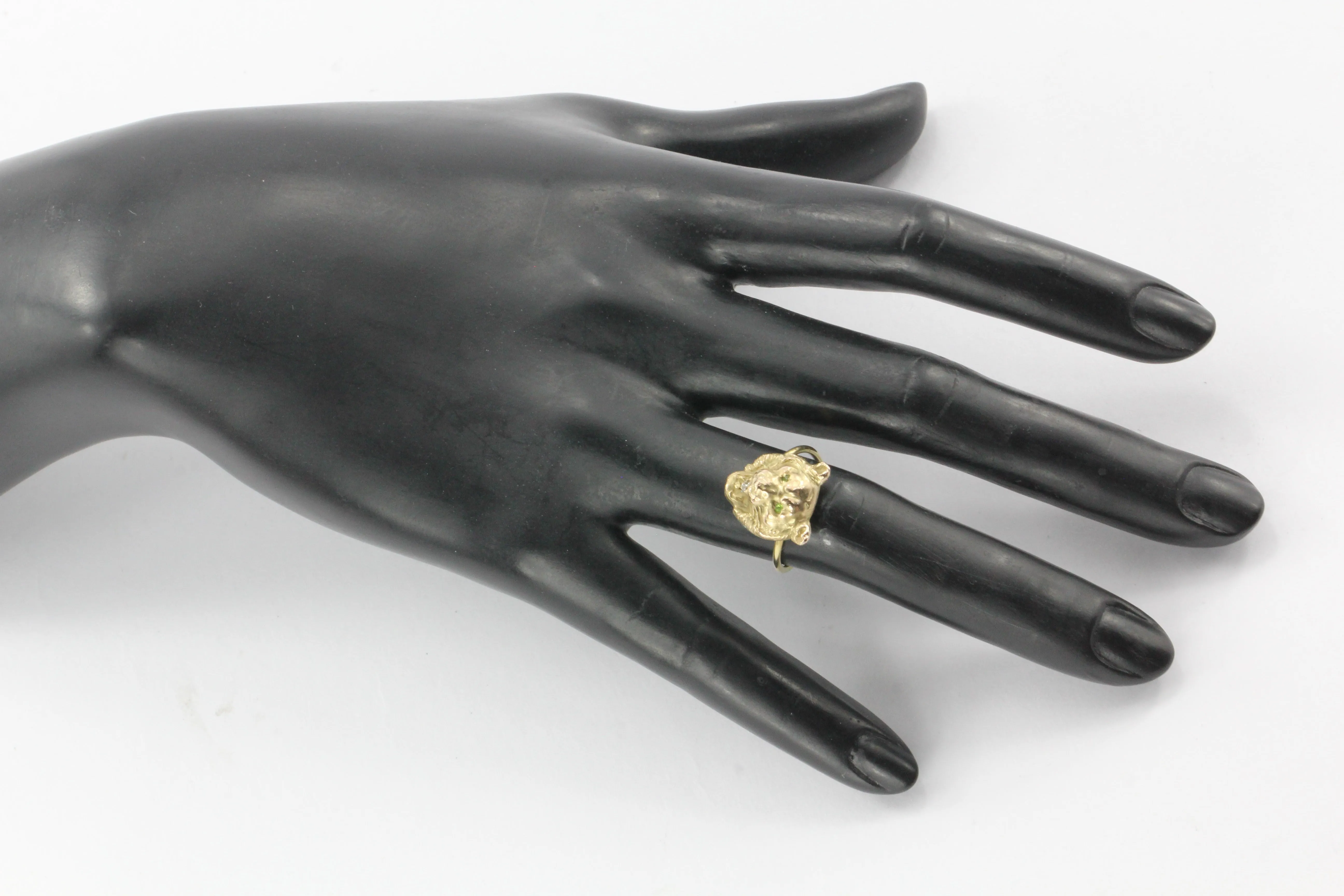 Victorian 14k/10K Diamond Lion Ring c.1890's