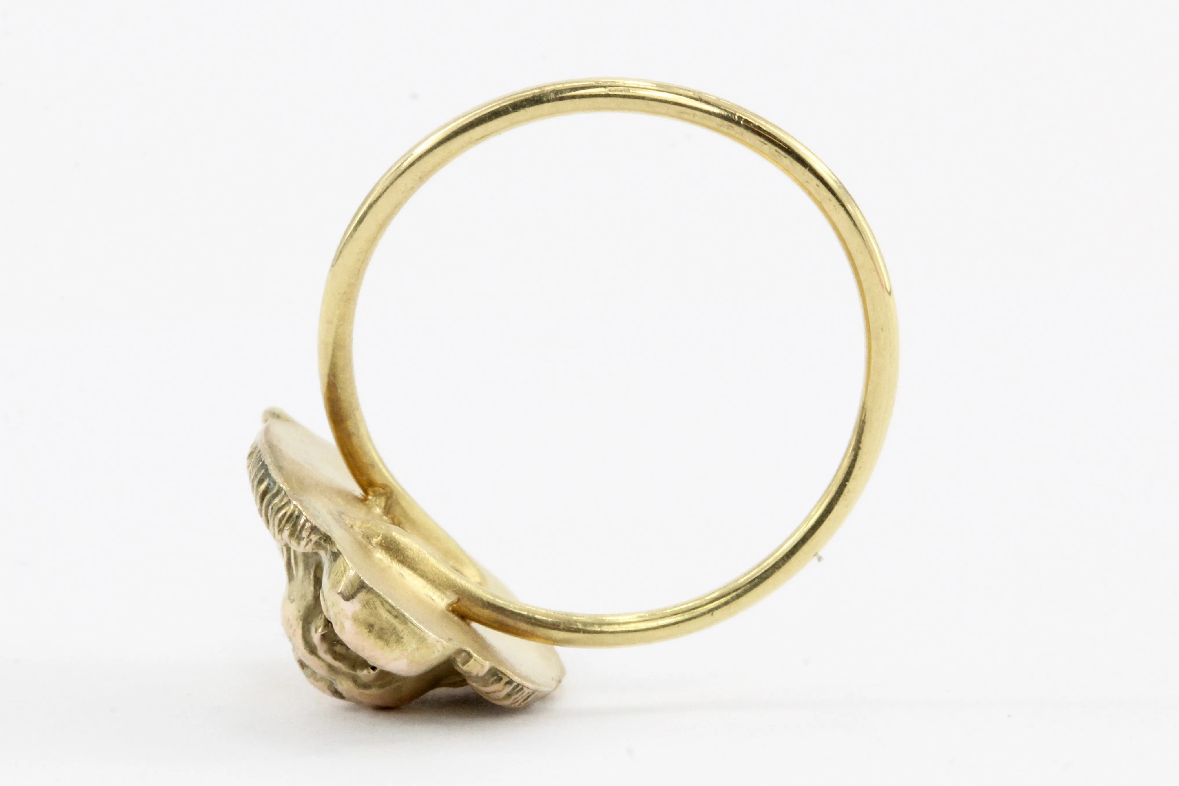 Victorian 14k/10K Diamond Lion Ring c.1890's