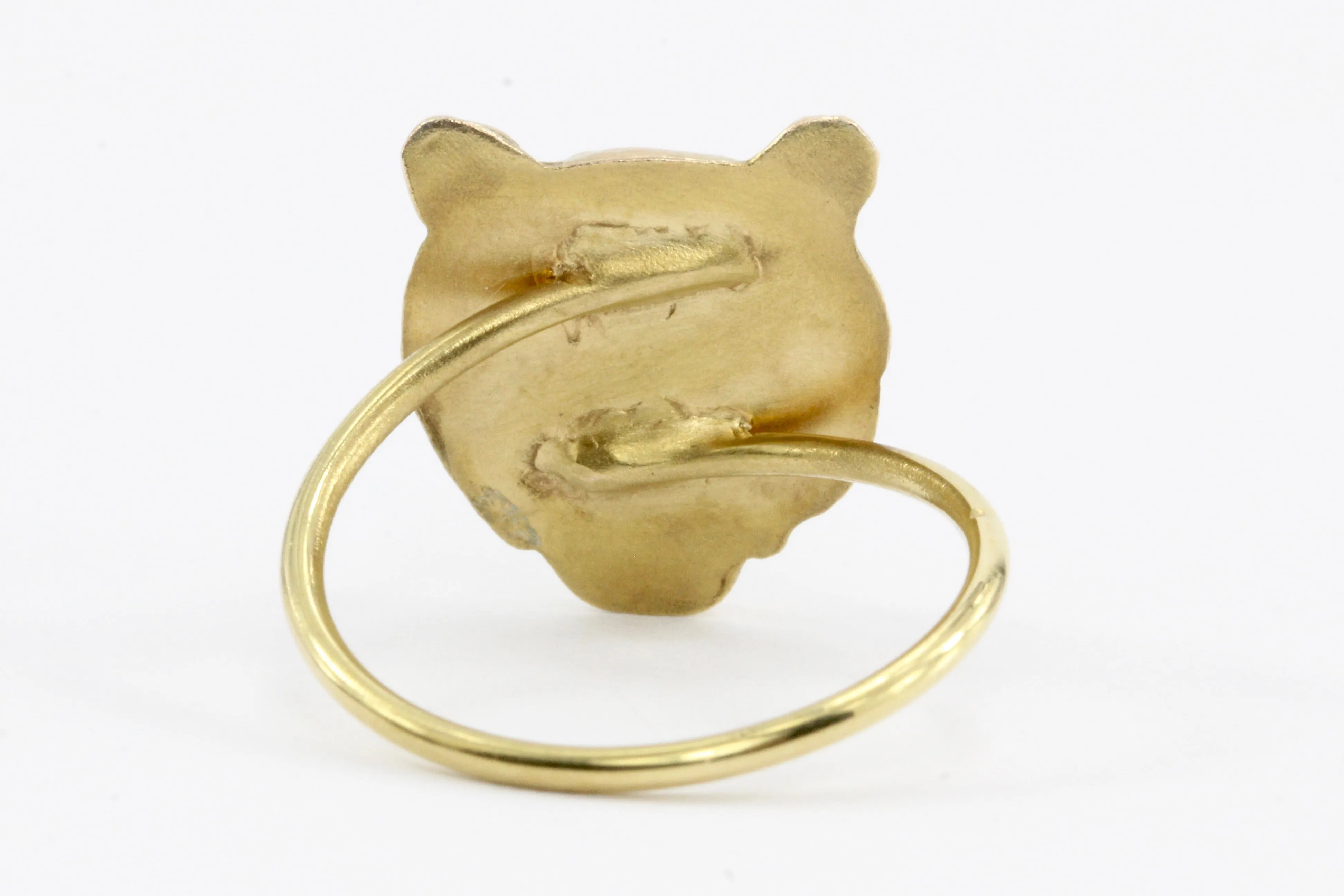 Victorian 14k/10K Diamond Lion Ring c.1890's