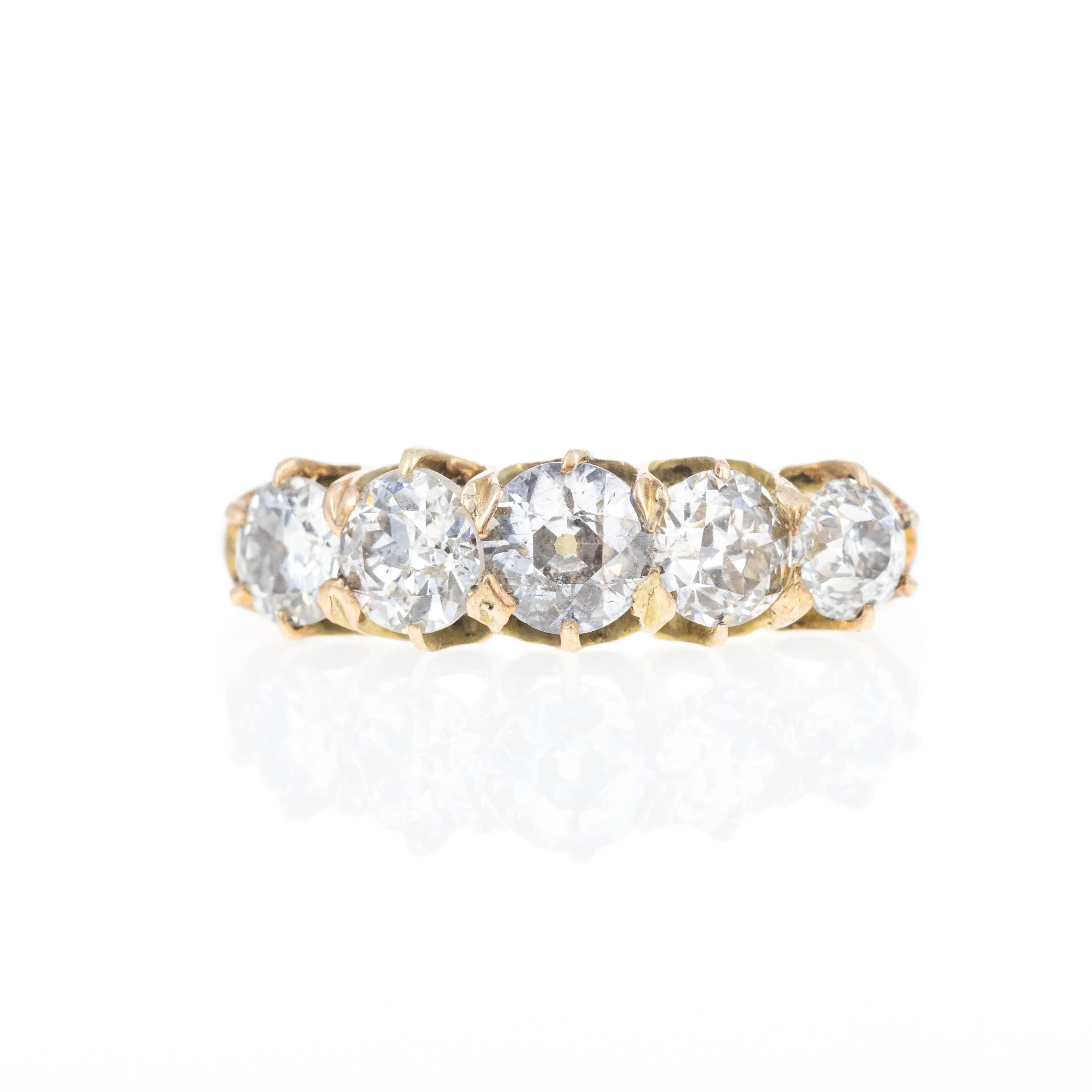 Victorian 15K Yellow Gold 1.75 Carat Five Stone Ring