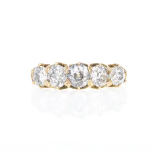 Victorian 15K Yellow Gold 1.75 Carat Five Stone Ring