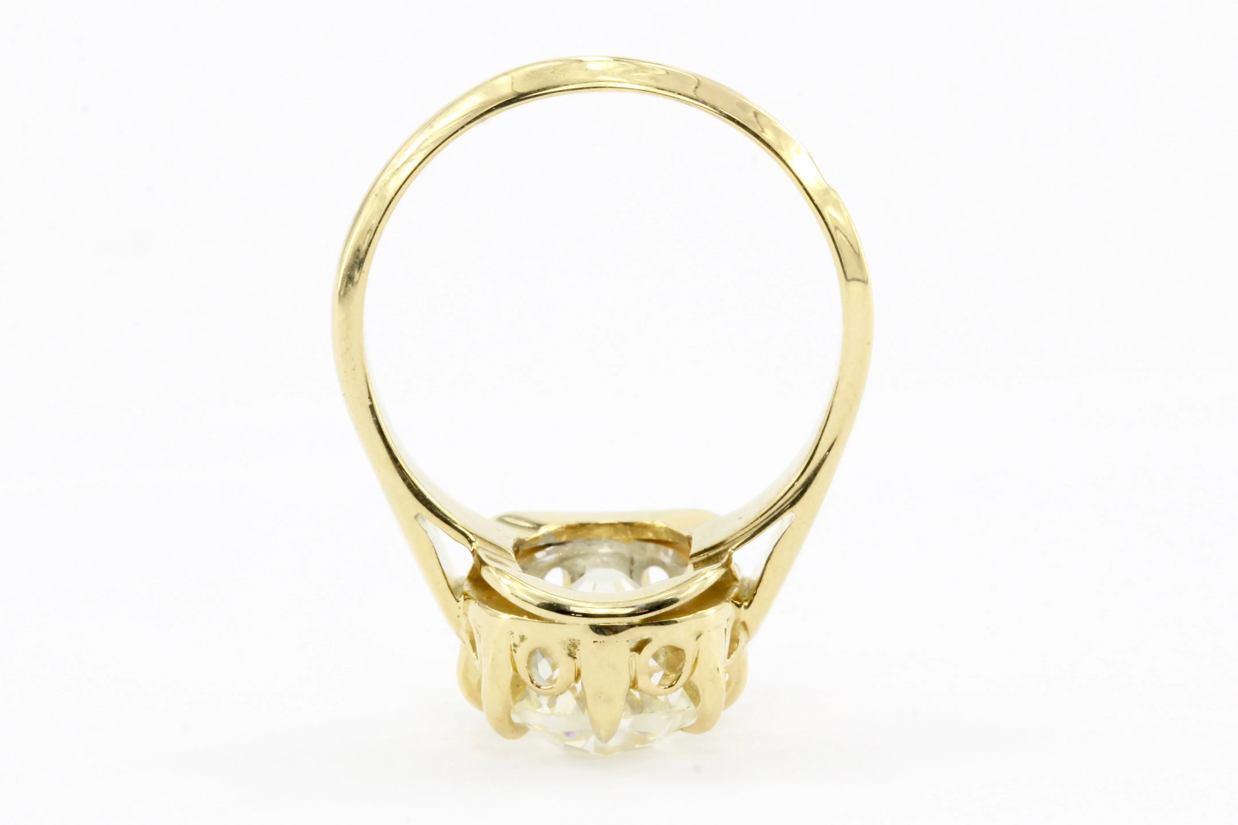 Victorian 18K 4.26CT Antique Old Mine Oval Cut French Diamond Ring
