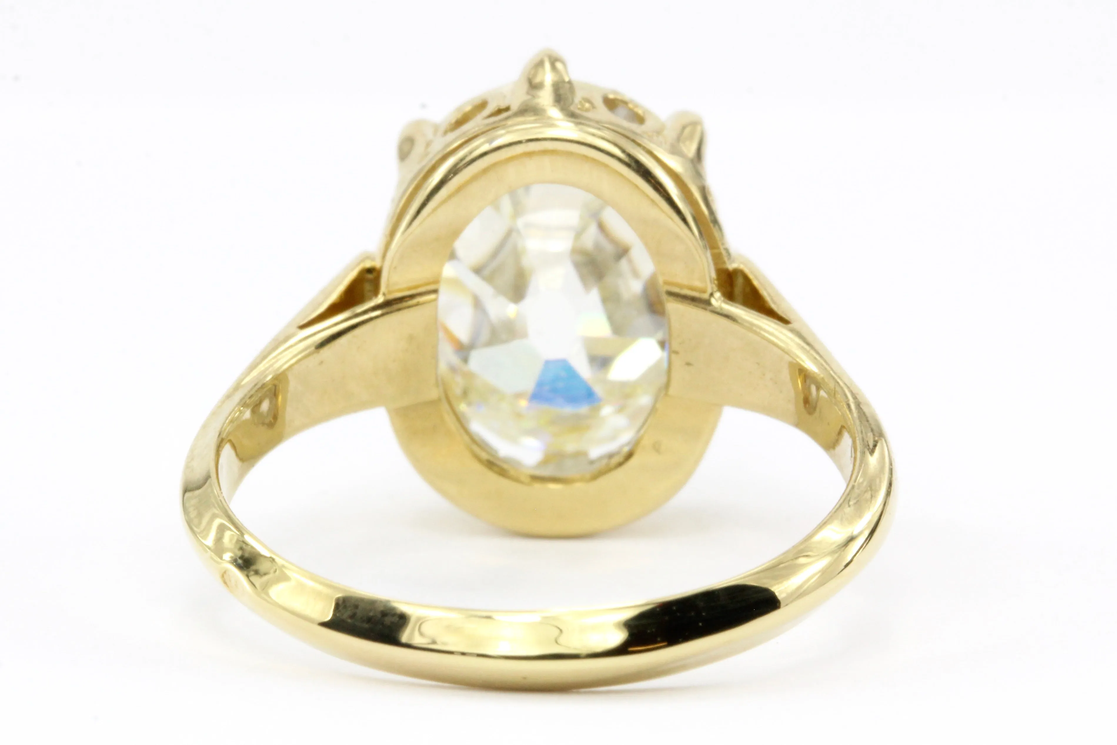 Victorian 18K 4.26CT Antique Old Mine Oval Cut French Diamond Ring
