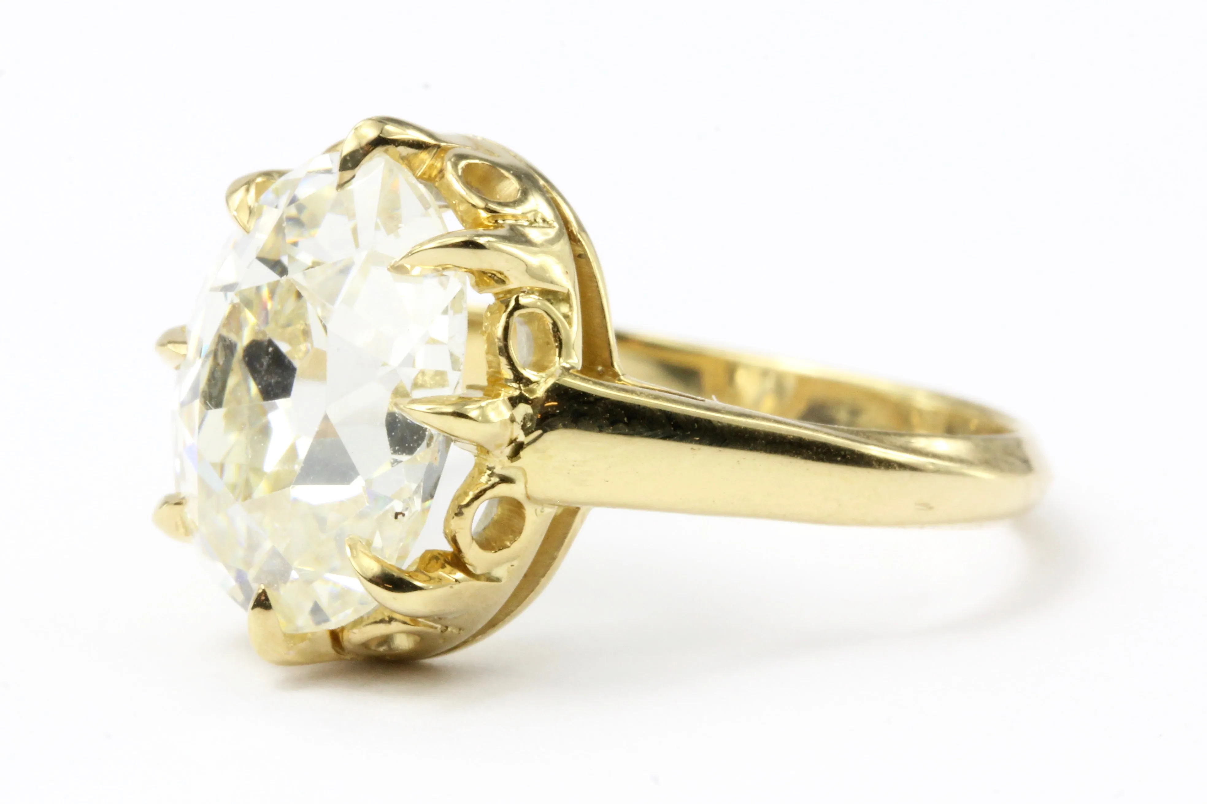 Victorian 18K 4.26CT Antique Old Mine Oval Cut French Diamond Ring