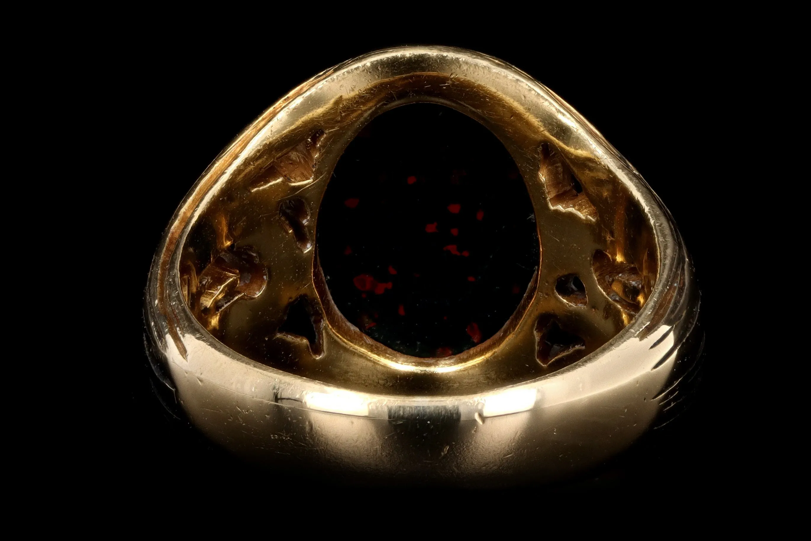Victorian 18K Yellow Gold Bloodstone Chalcedony Pinky Ring