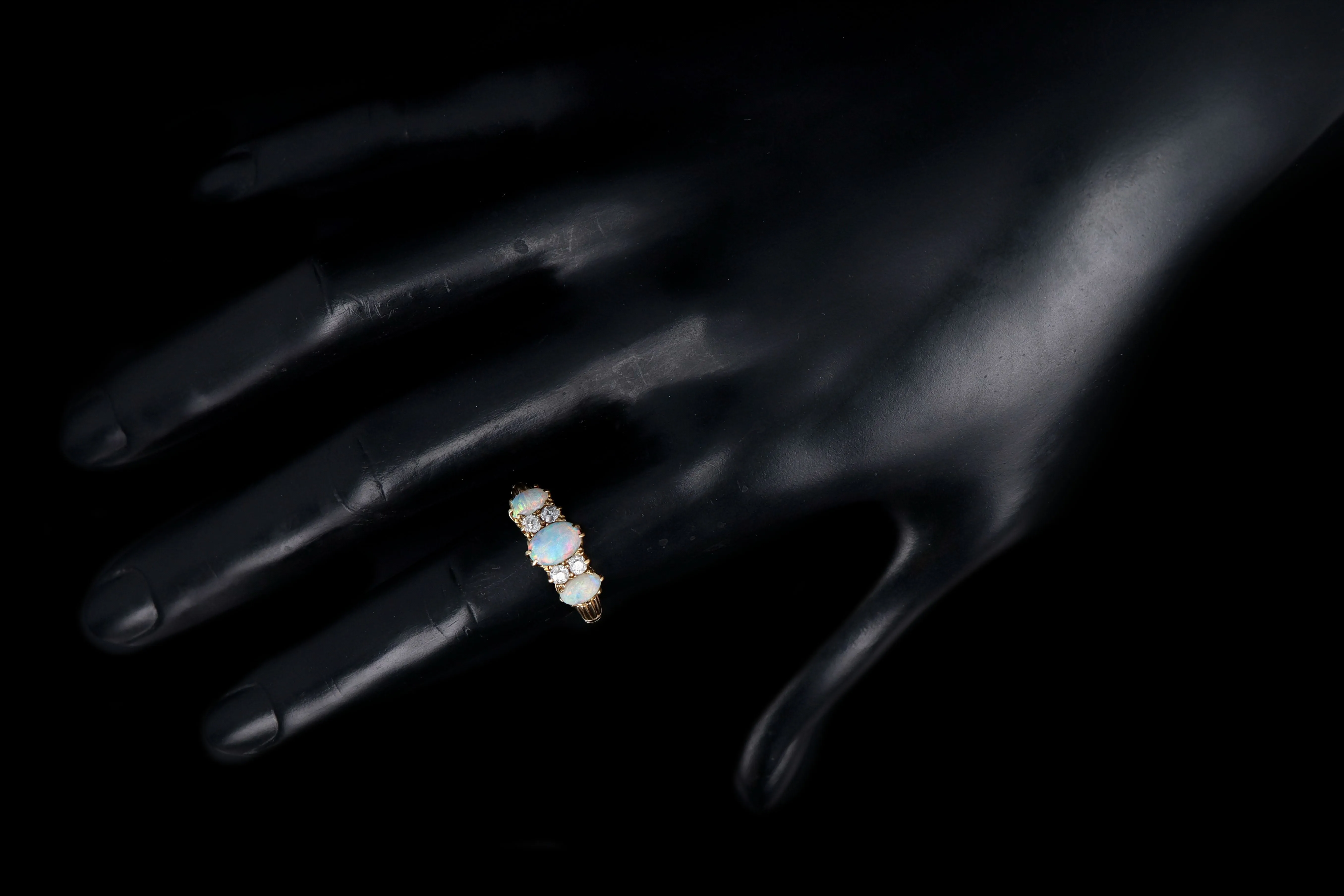 Victorian 18k yellow gold opal and diamond ring