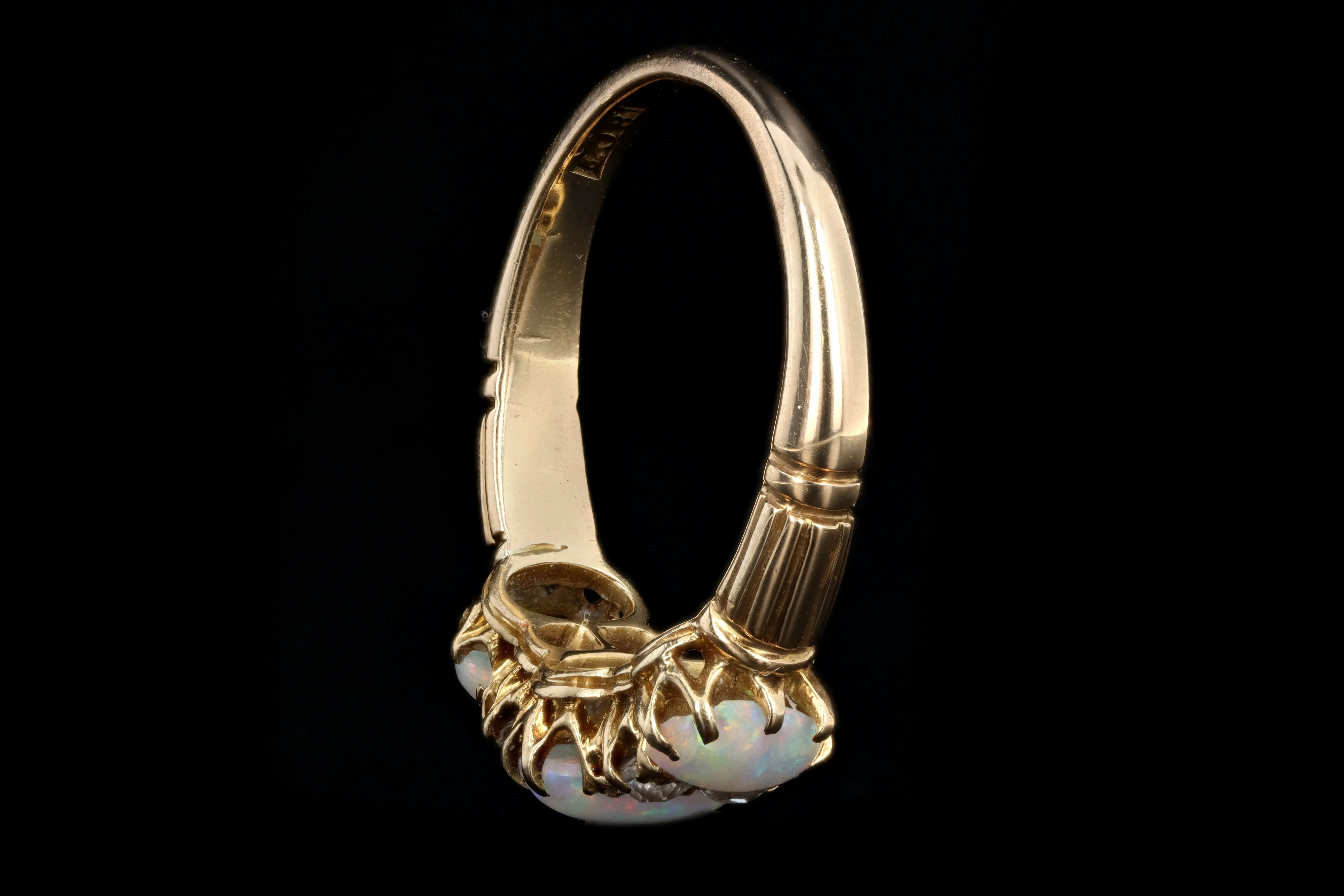 Victorian 18k yellow gold opal and diamond ring