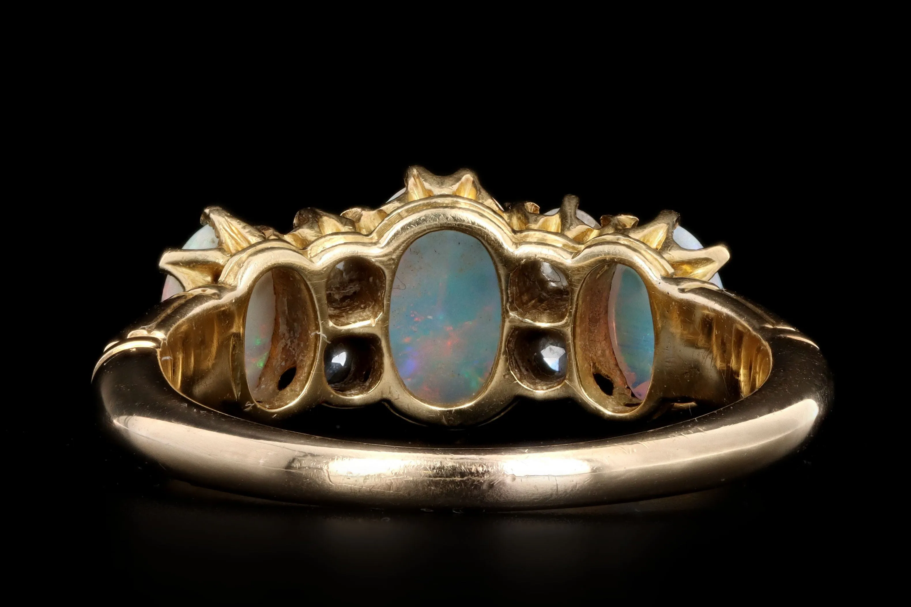 Victorian 18k yellow gold opal and diamond ring