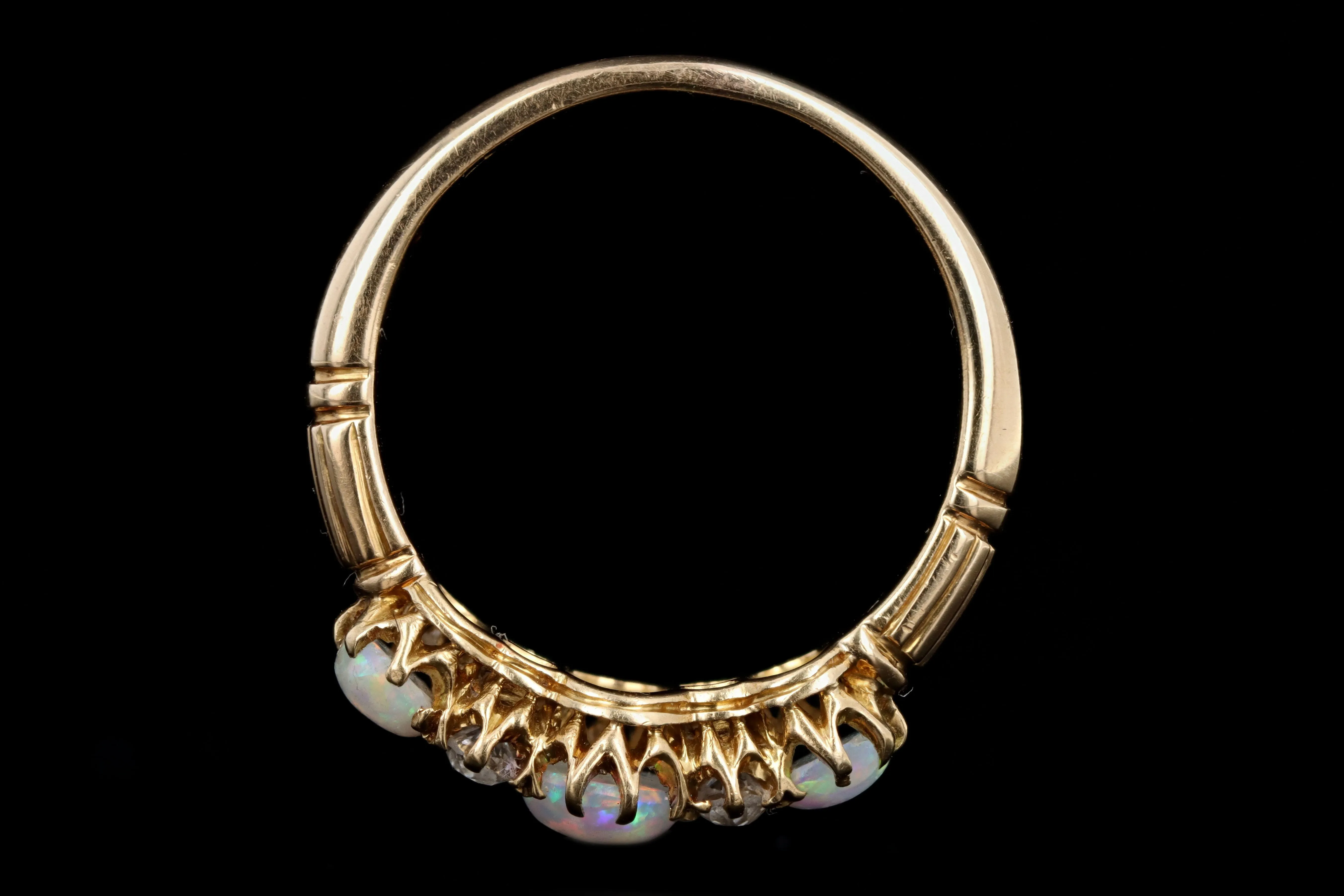 Victorian 18k yellow gold opal and diamond ring