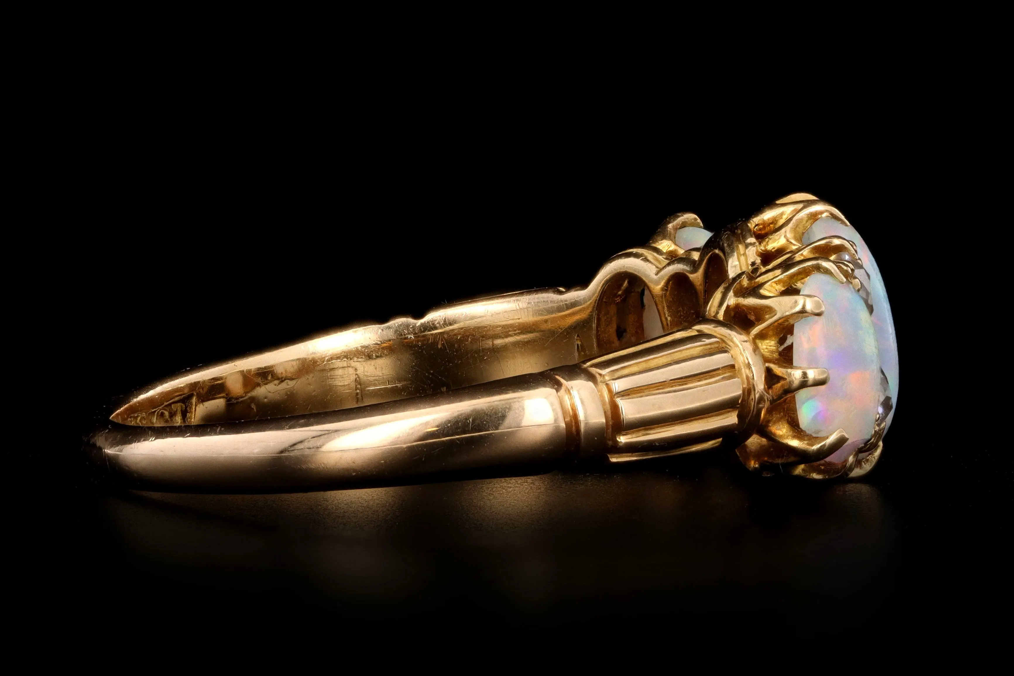 Victorian 18k yellow gold opal and diamond ring