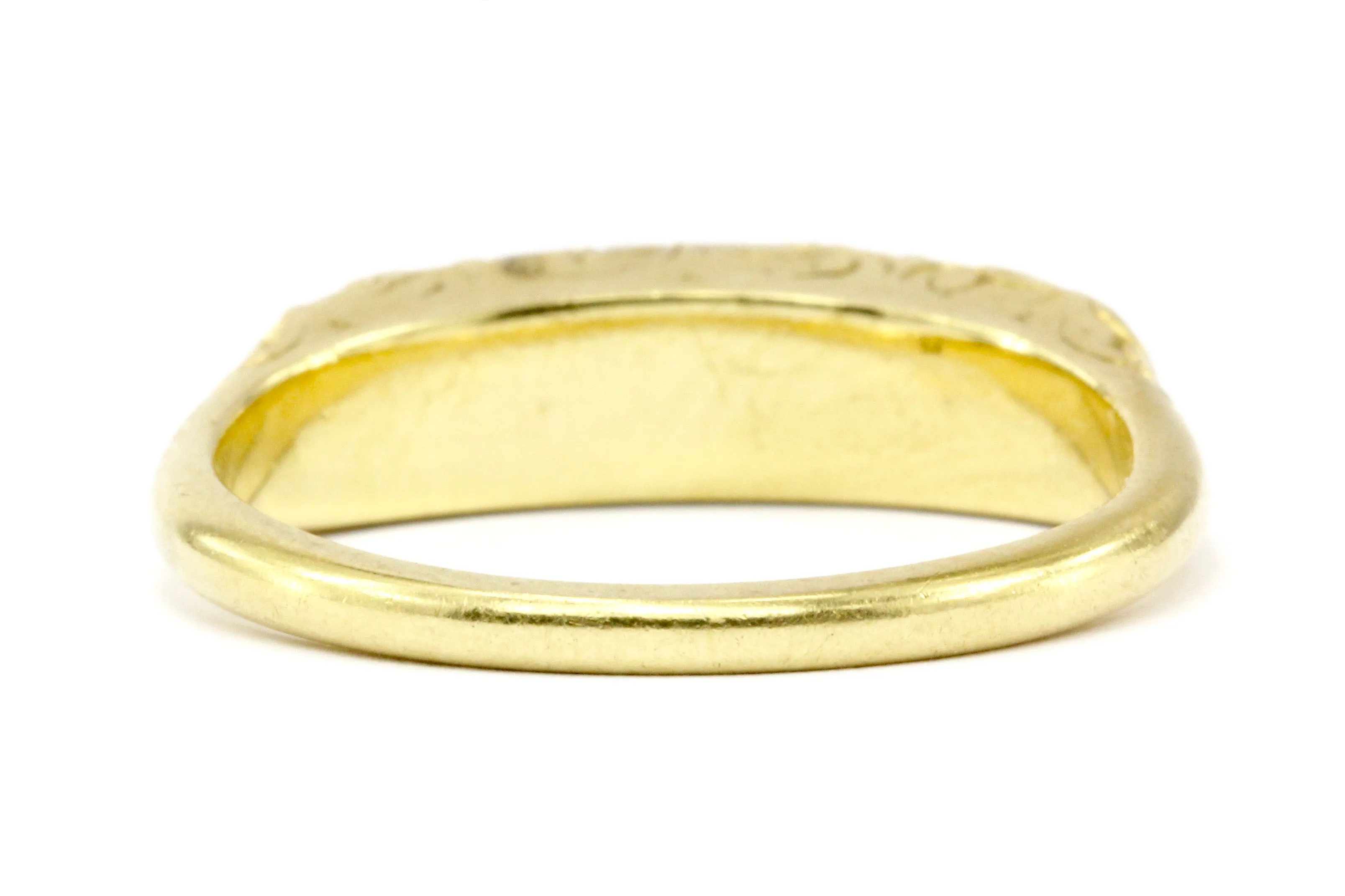 Victorian 18K Yellow Gold Rose Cut Diamond and Natural Pearl Band Ring Size 6.75