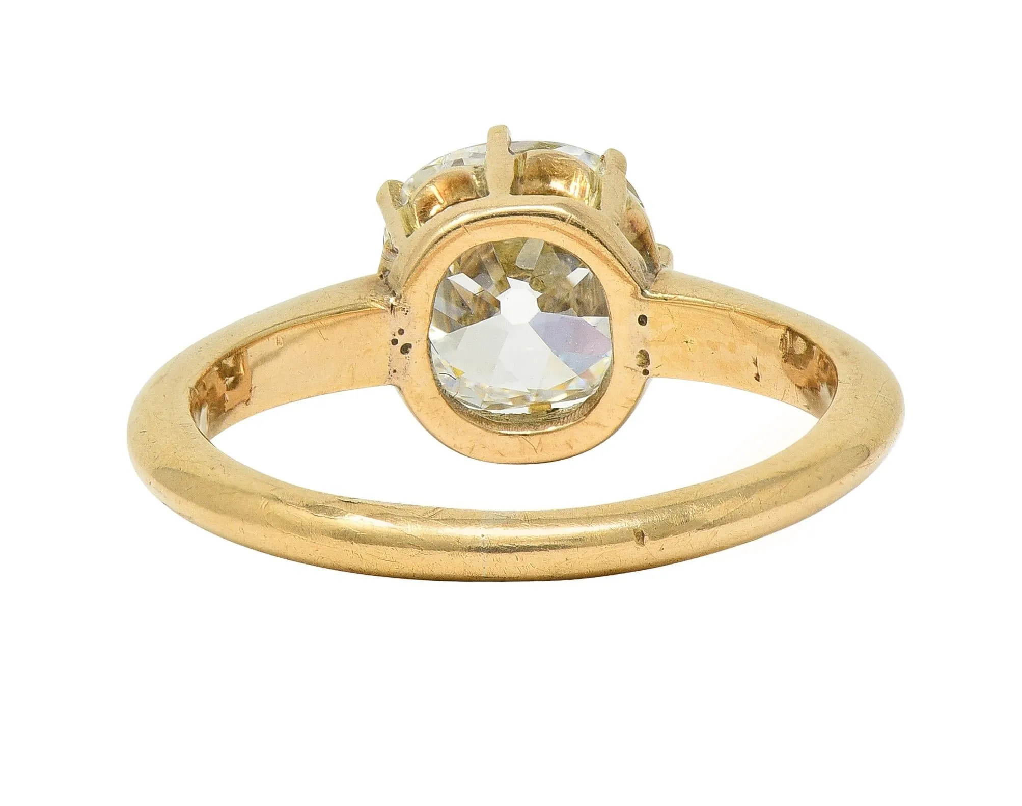 Victorian 2.11 CTW Old Mine Cut Diamond 14 Karat Yellow Gold Arch Antique Engagement Ring GIA