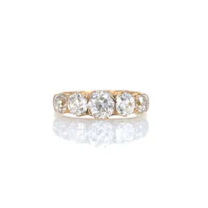 Victorian 2.83 Carat Old European Diamond Five Stone Ring