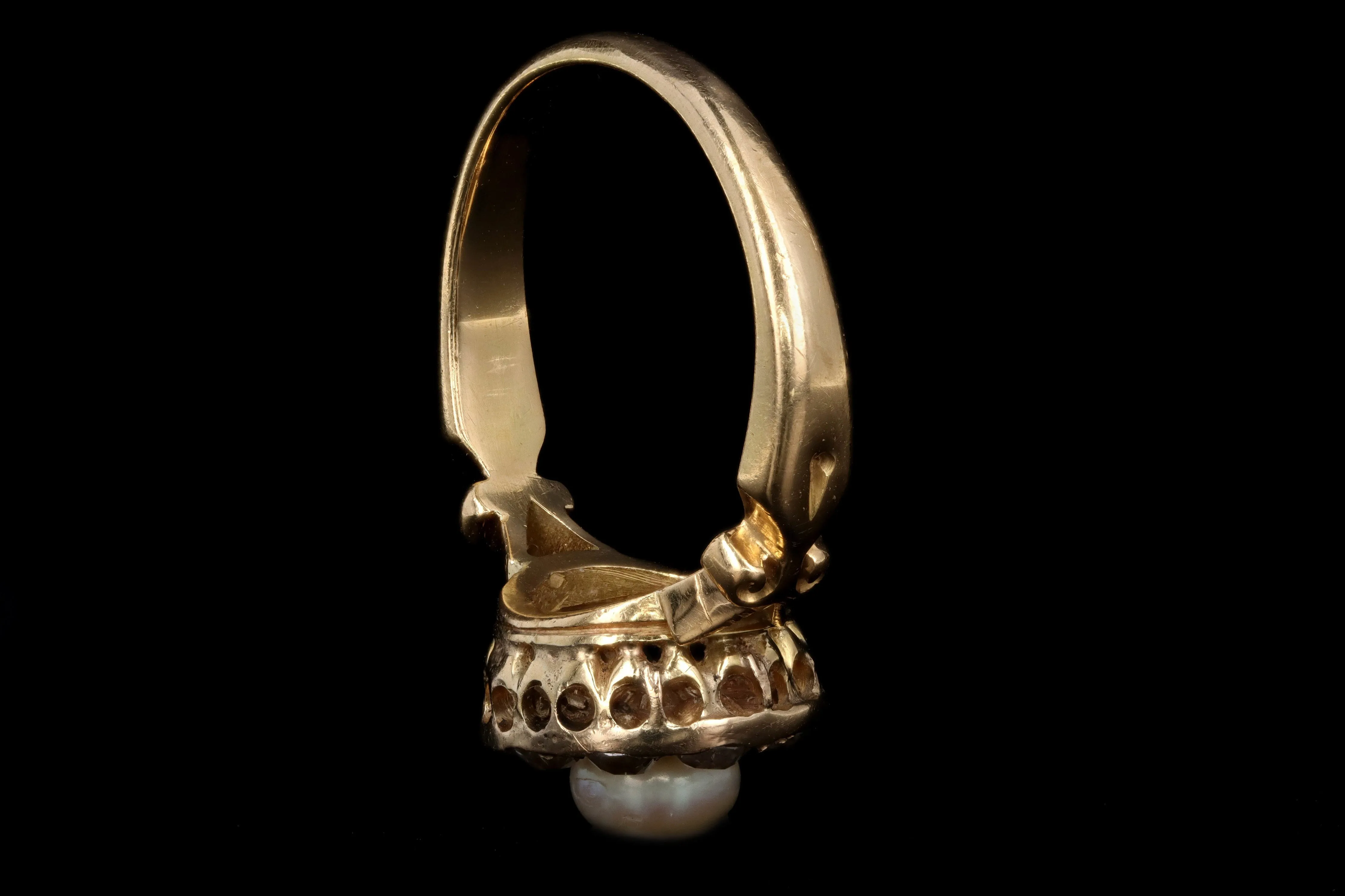 Victorian 5.5mm Pearl & Old Mine Cut Diamond Ring