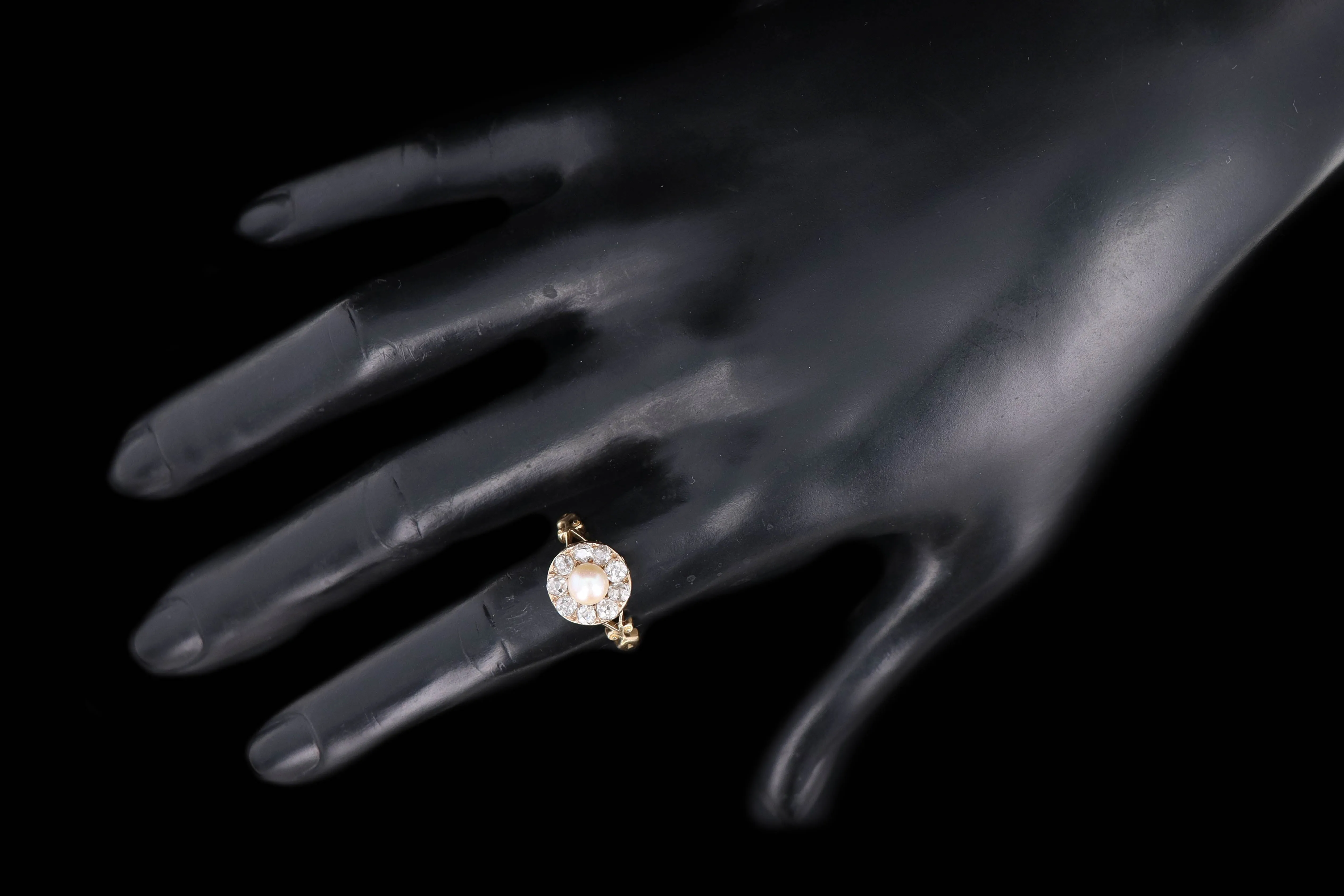 Victorian 5.5mm Pearl & Old Mine Cut Diamond Ring