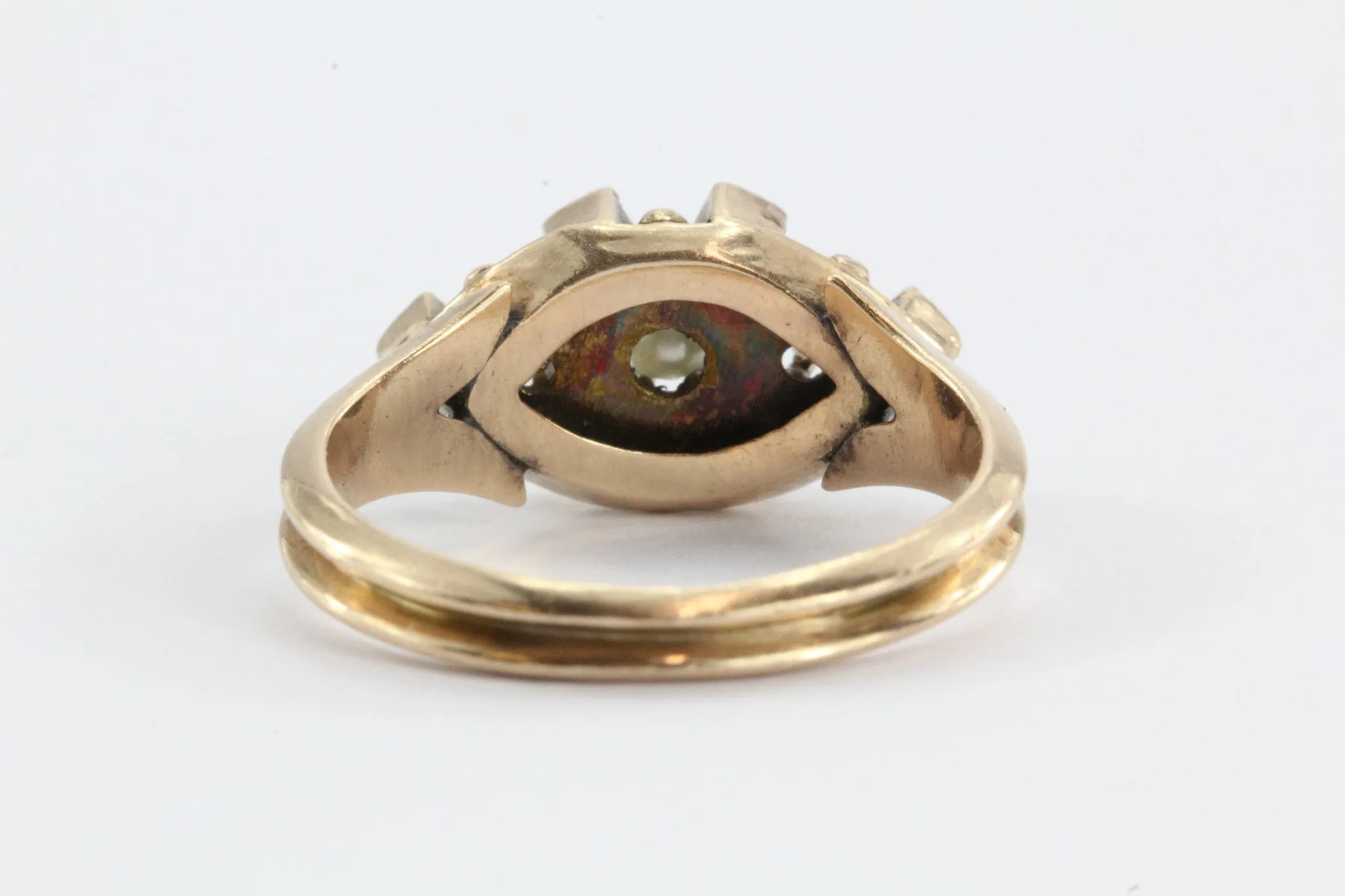Victorian 9ct gold Seed Pearl & Persian Turquoise Ring