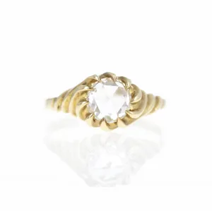 Victorian 9K Yellow Gold 1.05 Carat Rose Cut Diamond Ring