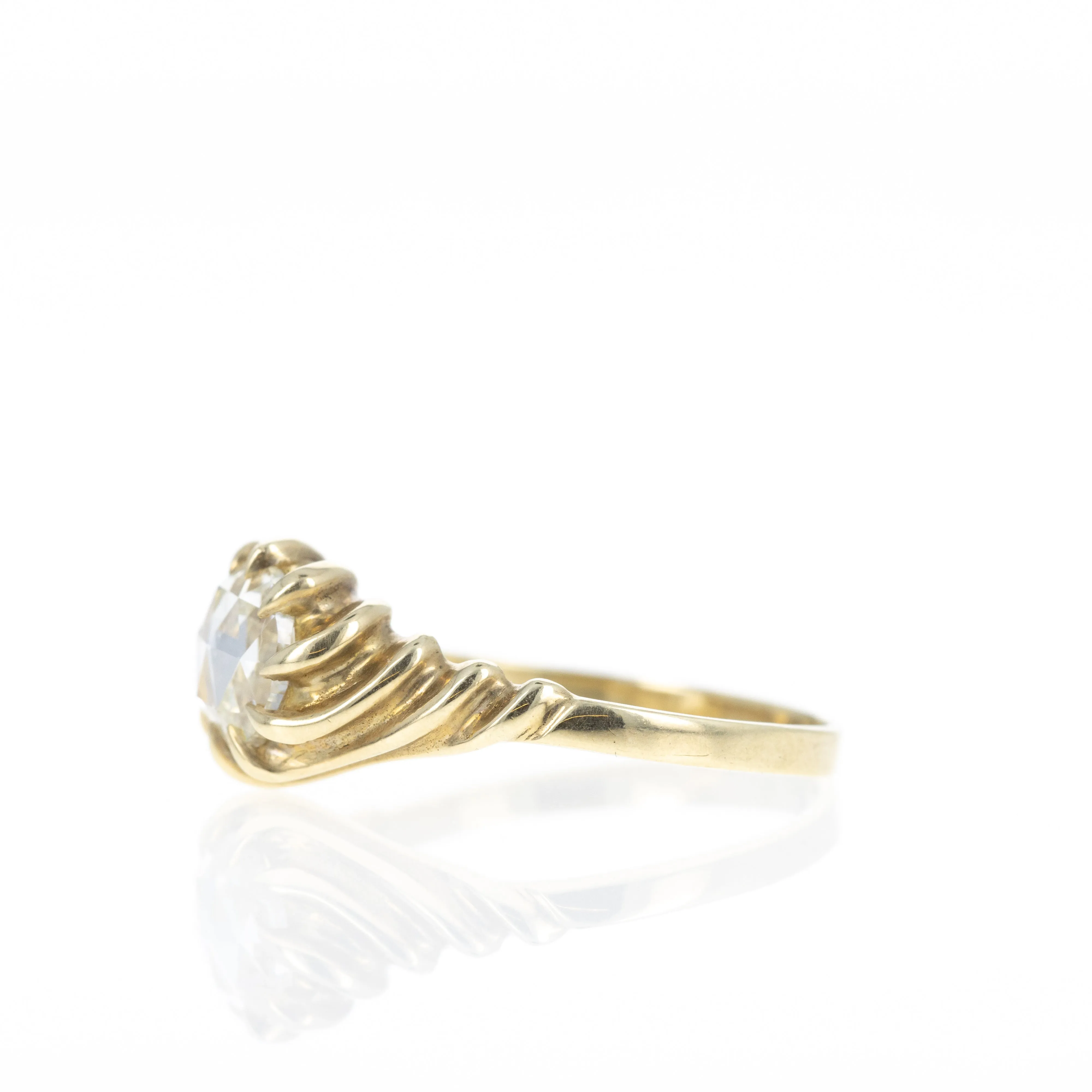 Victorian 9K Yellow Gold 1.05 Carat Rose Cut Diamond Ring