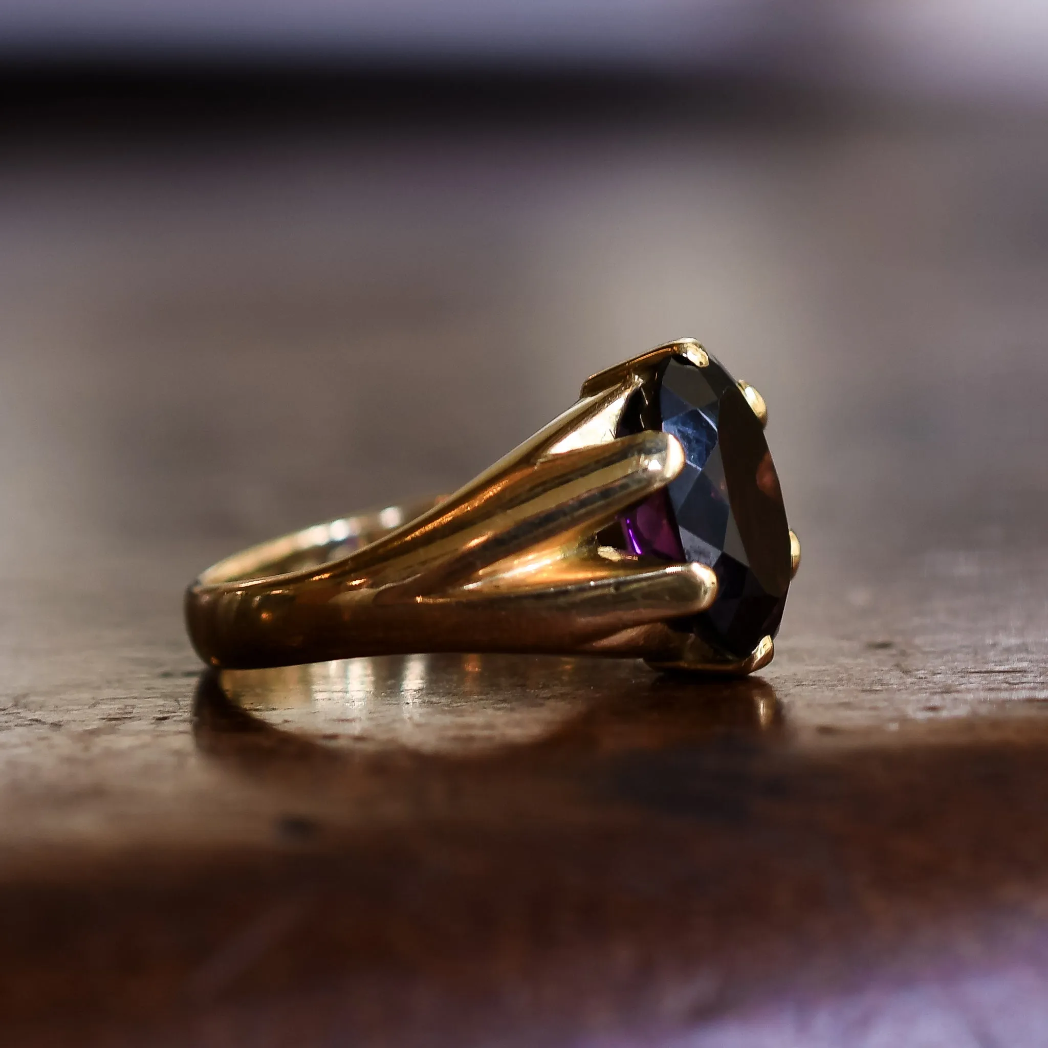 Victorian Almandine Garnet Solitaire Ring