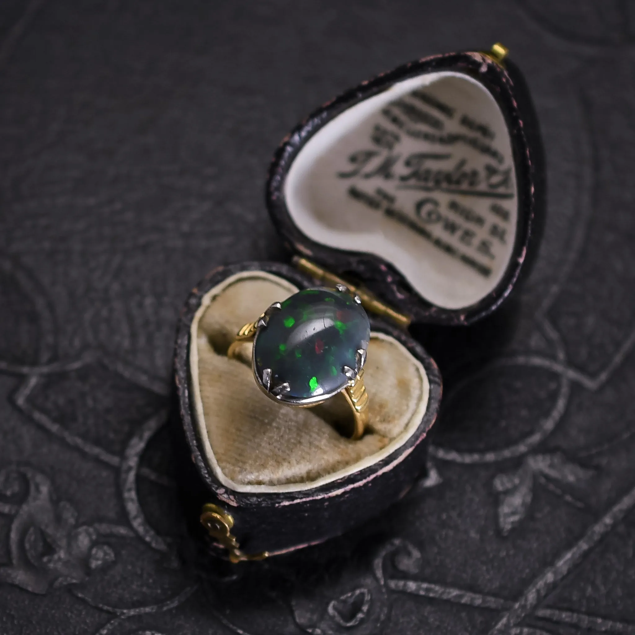 Victorian Black Opal Solitaire Ring