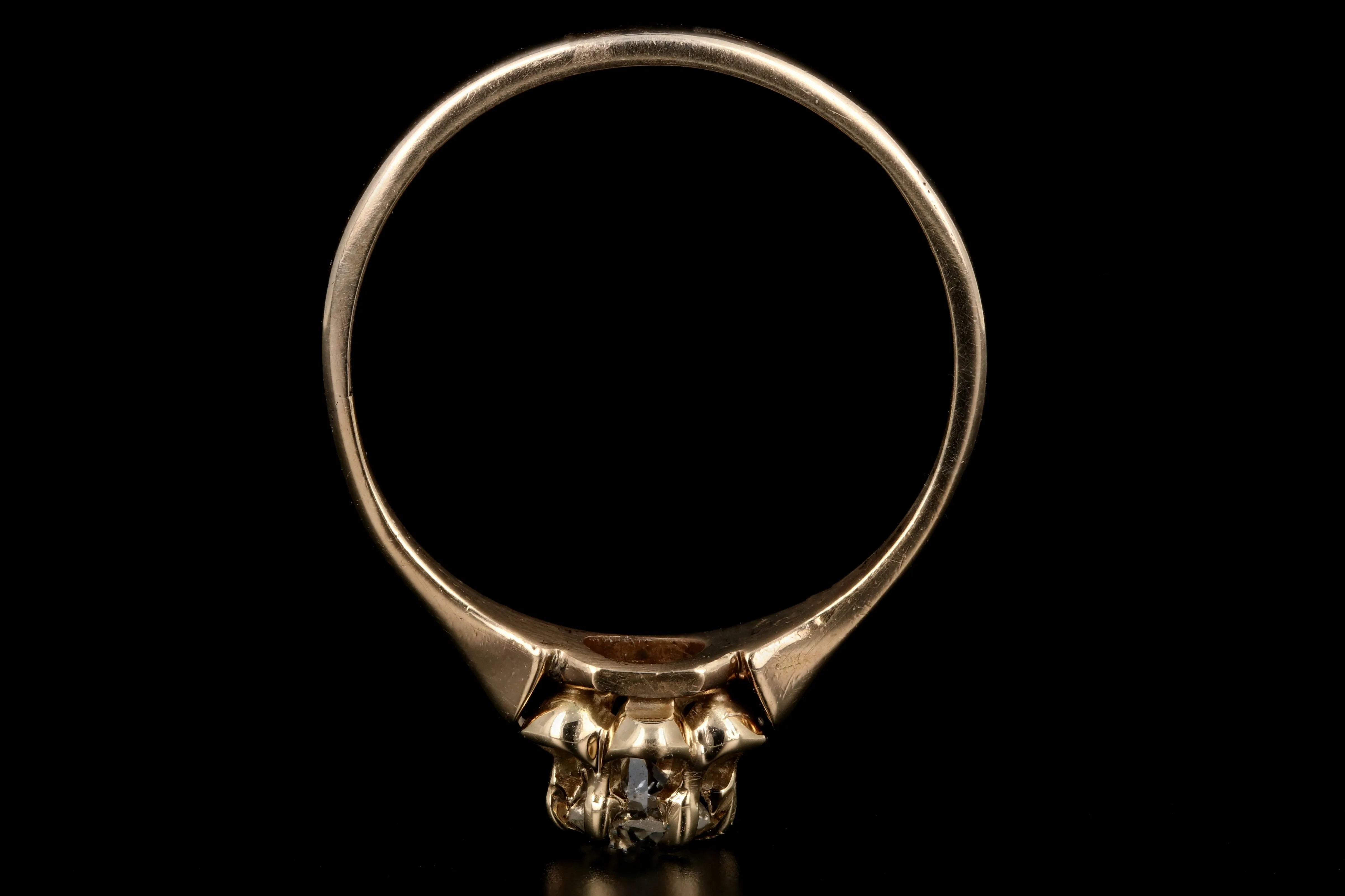 Victorian Buttercup Mounting 14K Yellow Gold .25CT Old European Cut Diamond Ring