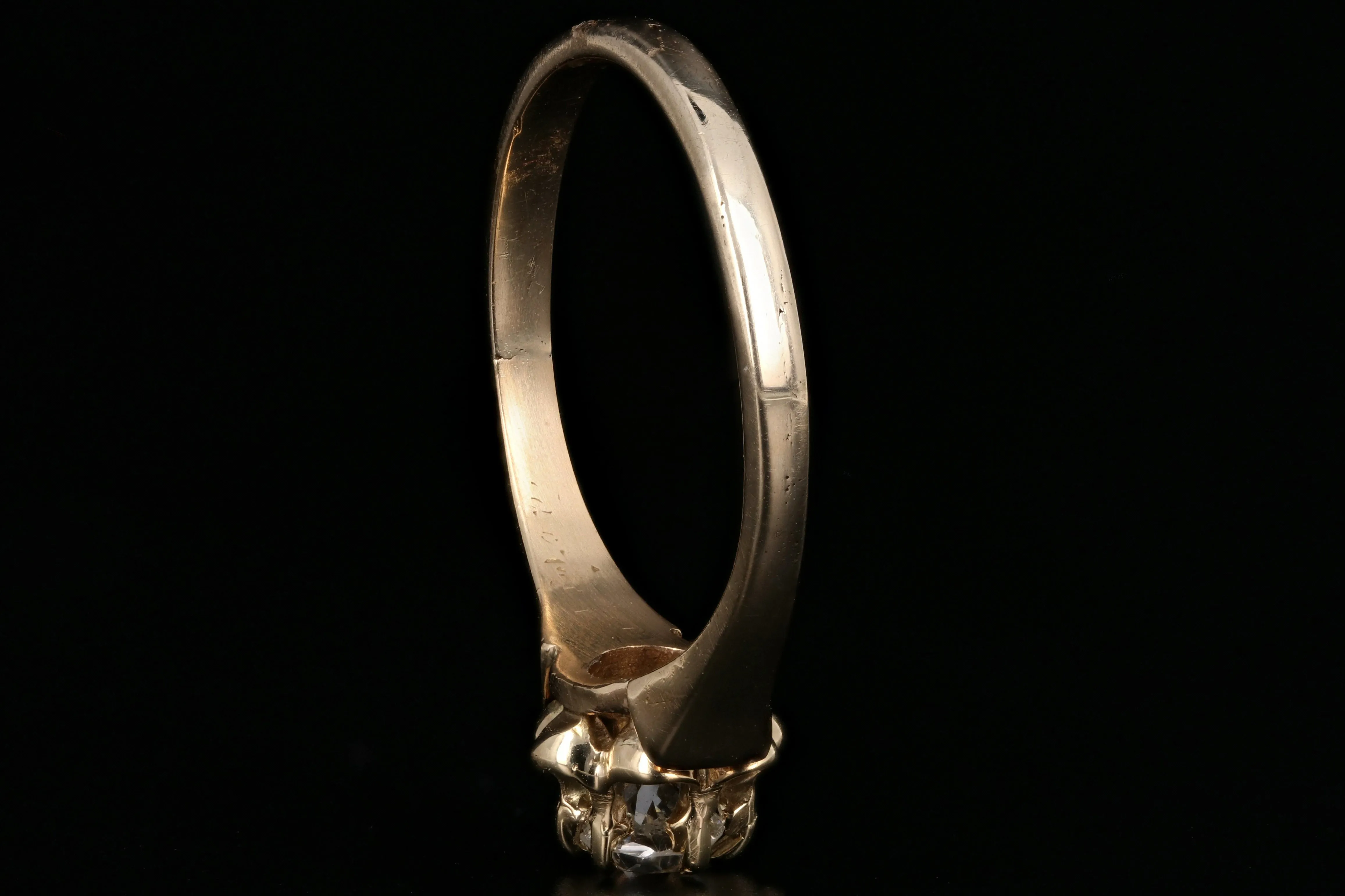 Victorian Buttercup Mounting 14K Yellow Gold .25CT Old European Cut Diamond Ring