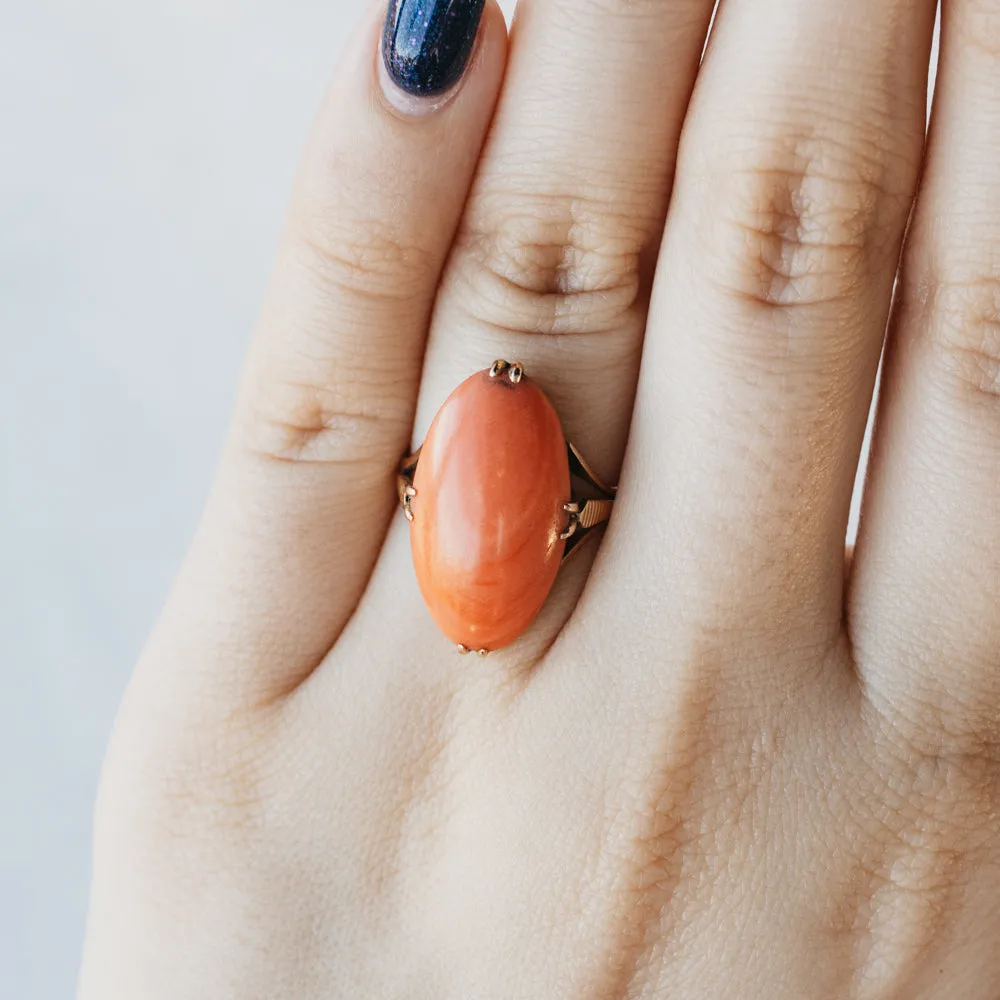 Victorian Coral Split Ring Shank Ring
