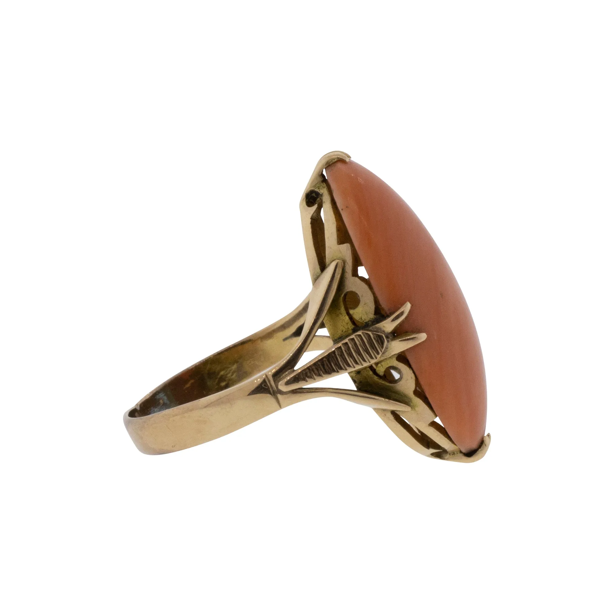 Victorian Coral Split Ring Shank Ring