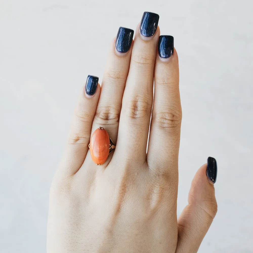Victorian Coral Split Ring Shank Ring