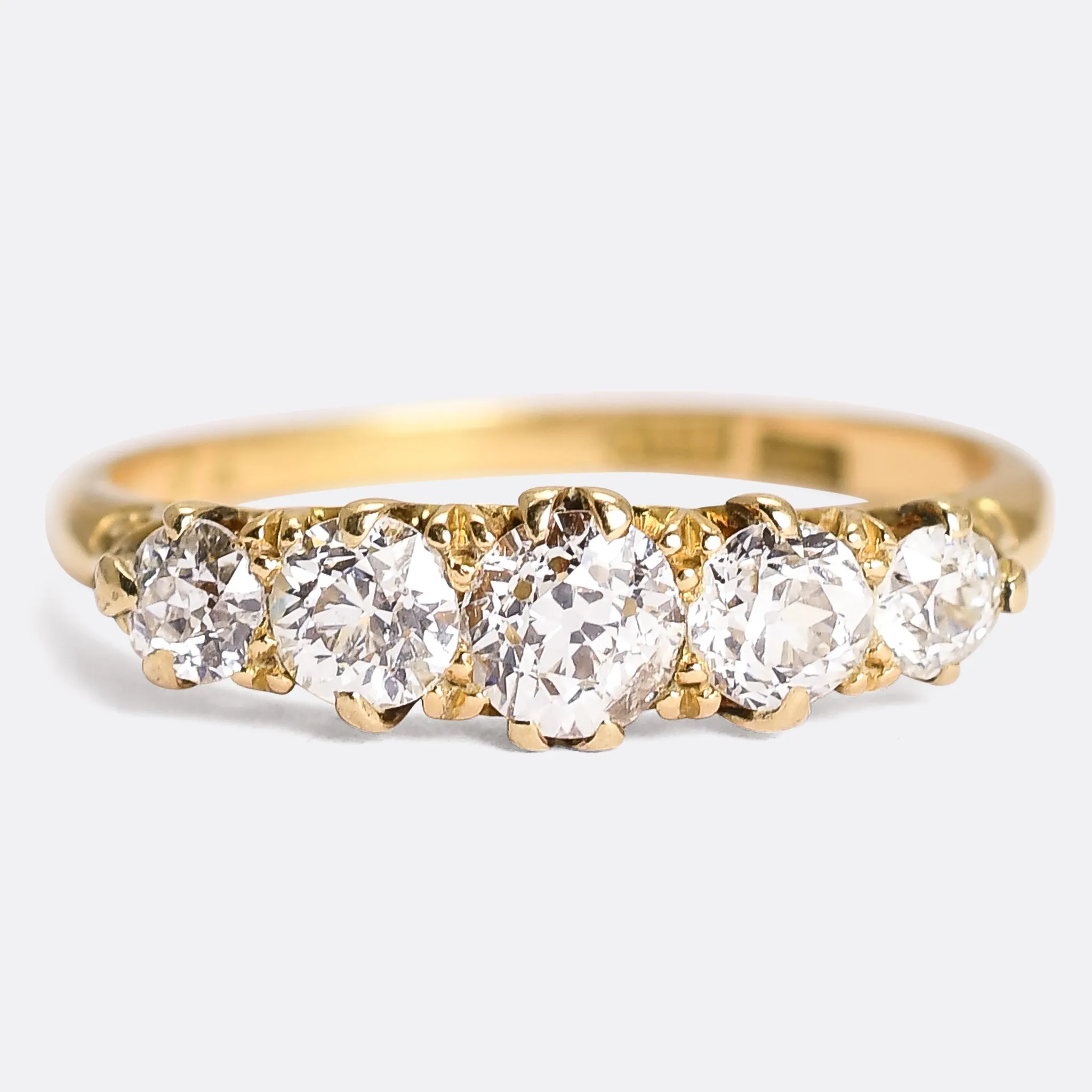 Victorian Diamond 5-Stone Half Hoop Ring