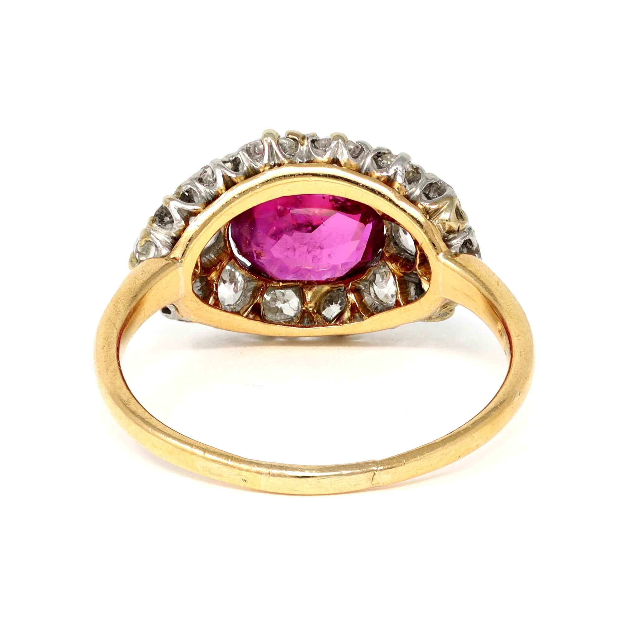 Victorian GIA Certified No Heat Burma Ruby Ring with Diamonds