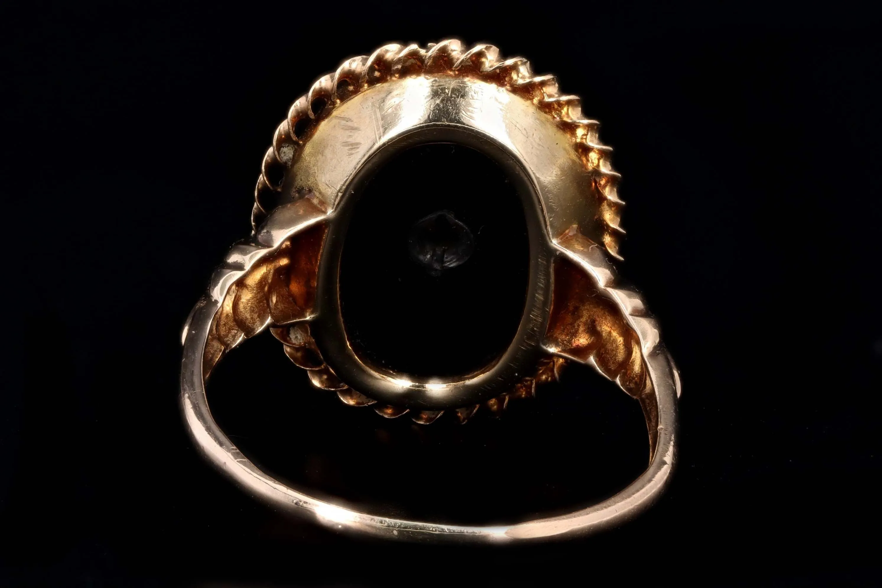 Victorian Inspired 10K Yellow Gold Onyx & Diamond Ring