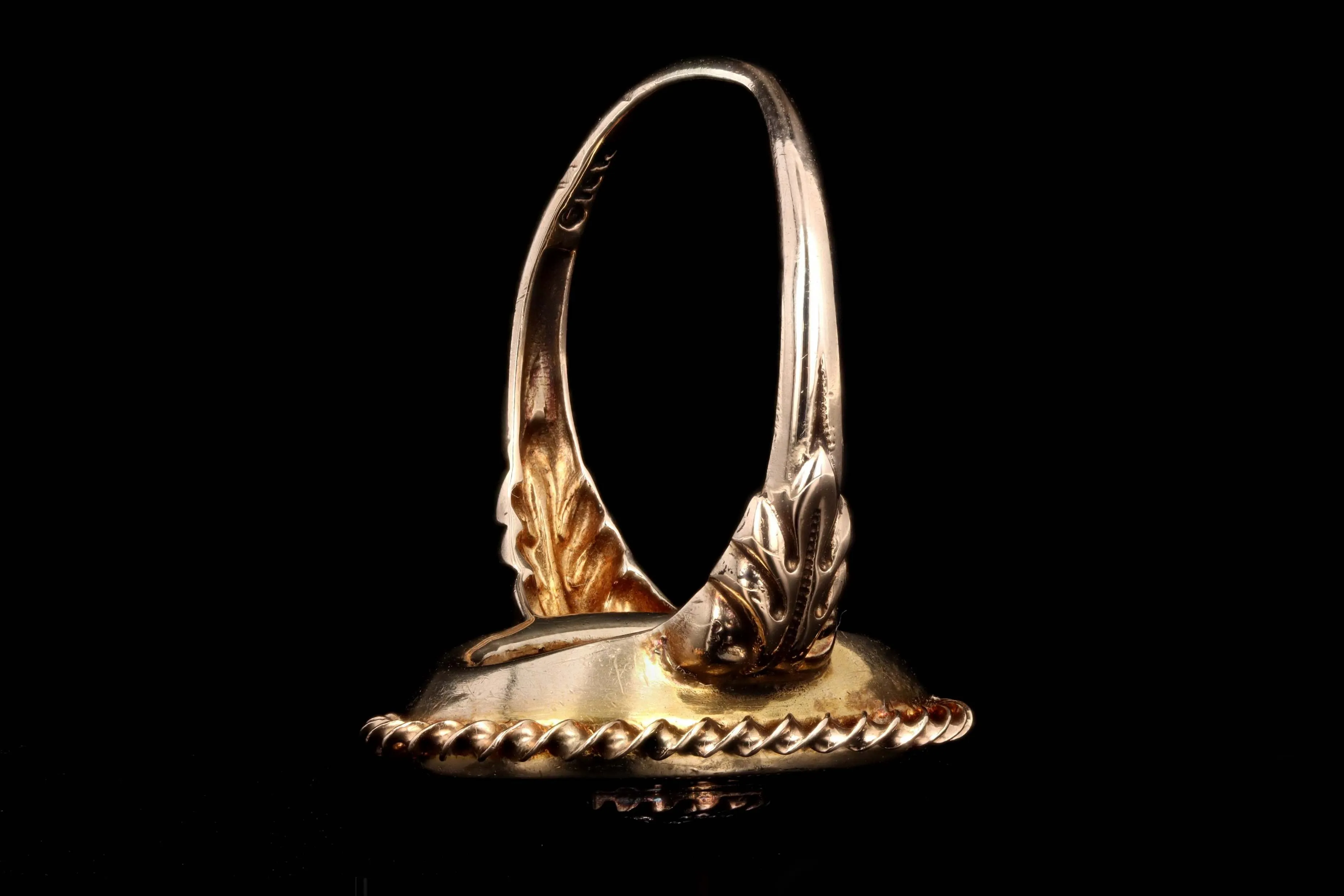 Victorian Inspired 10K Yellow Gold Onyx & Diamond Ring