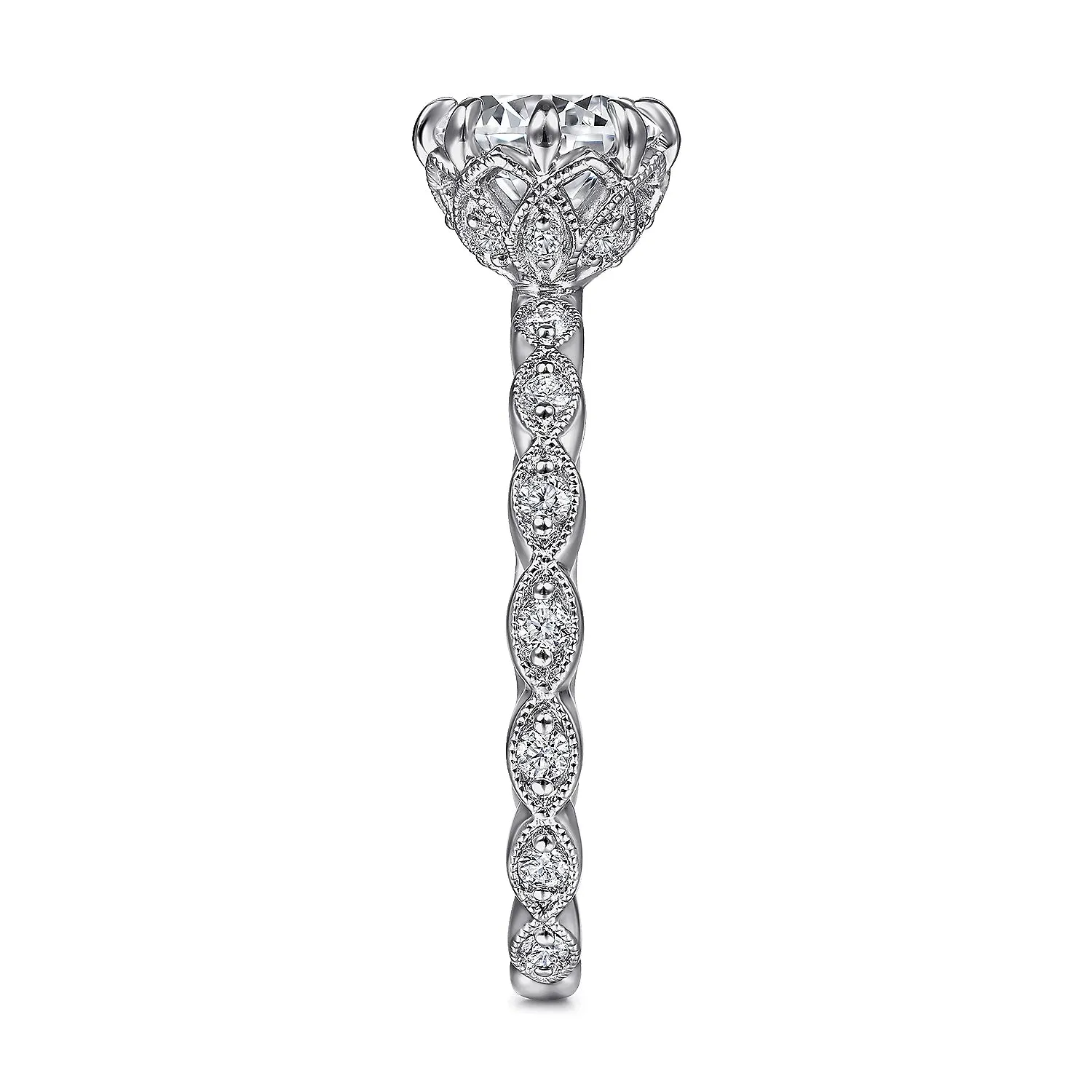 Victorian Inspired Round Diamond Engagement Ring Mounting