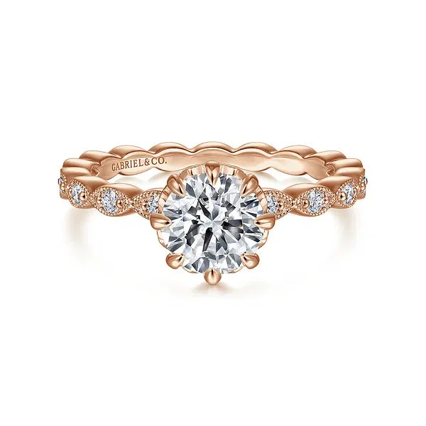 Victorian Inspired Round Diamond Engagement Ring Mounting