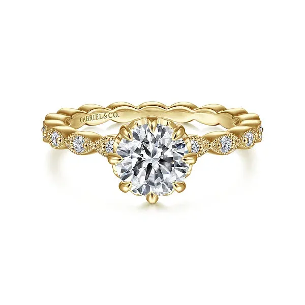 Victorian Inspired Round Diamond Engagement Ring Mounting