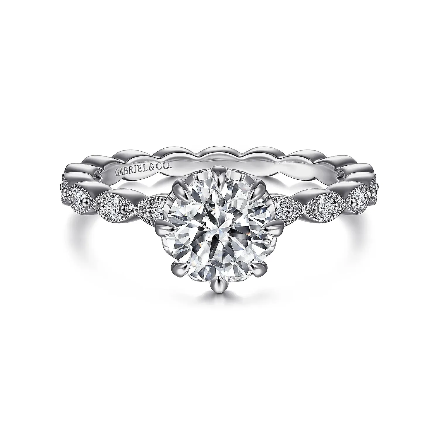Victorian Inspired Round Diamond Engagement Ring Mounting