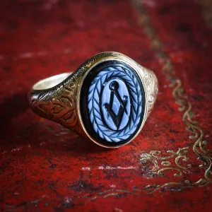 Victorian Masonic Nicolo Intaglio Signet Ring