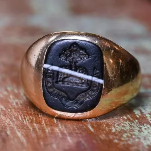 Victorian Oak Tree Heraldic Signet Ring