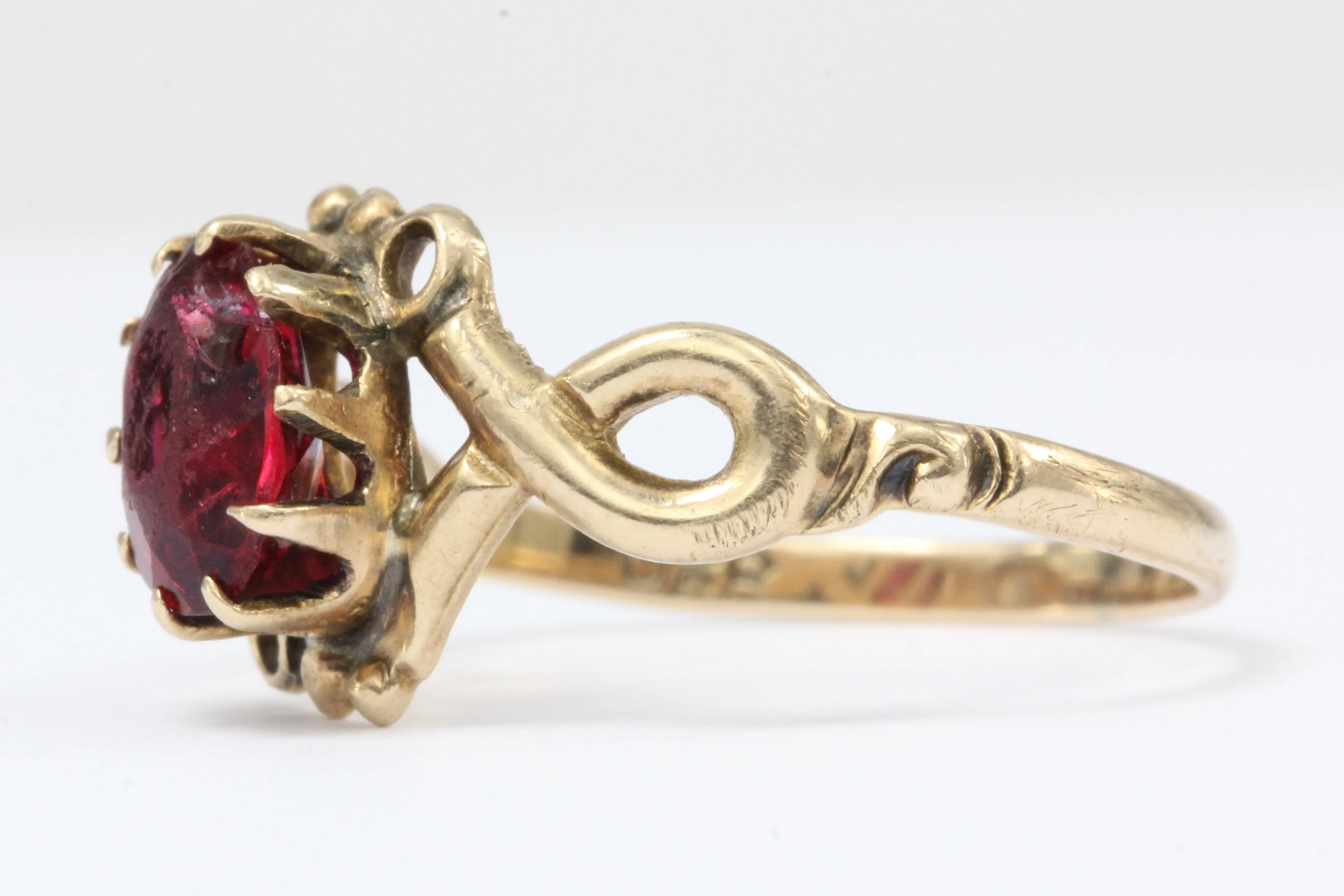 Victorian Ostby & Barton 10K Gold Red Paste Ring c.1890