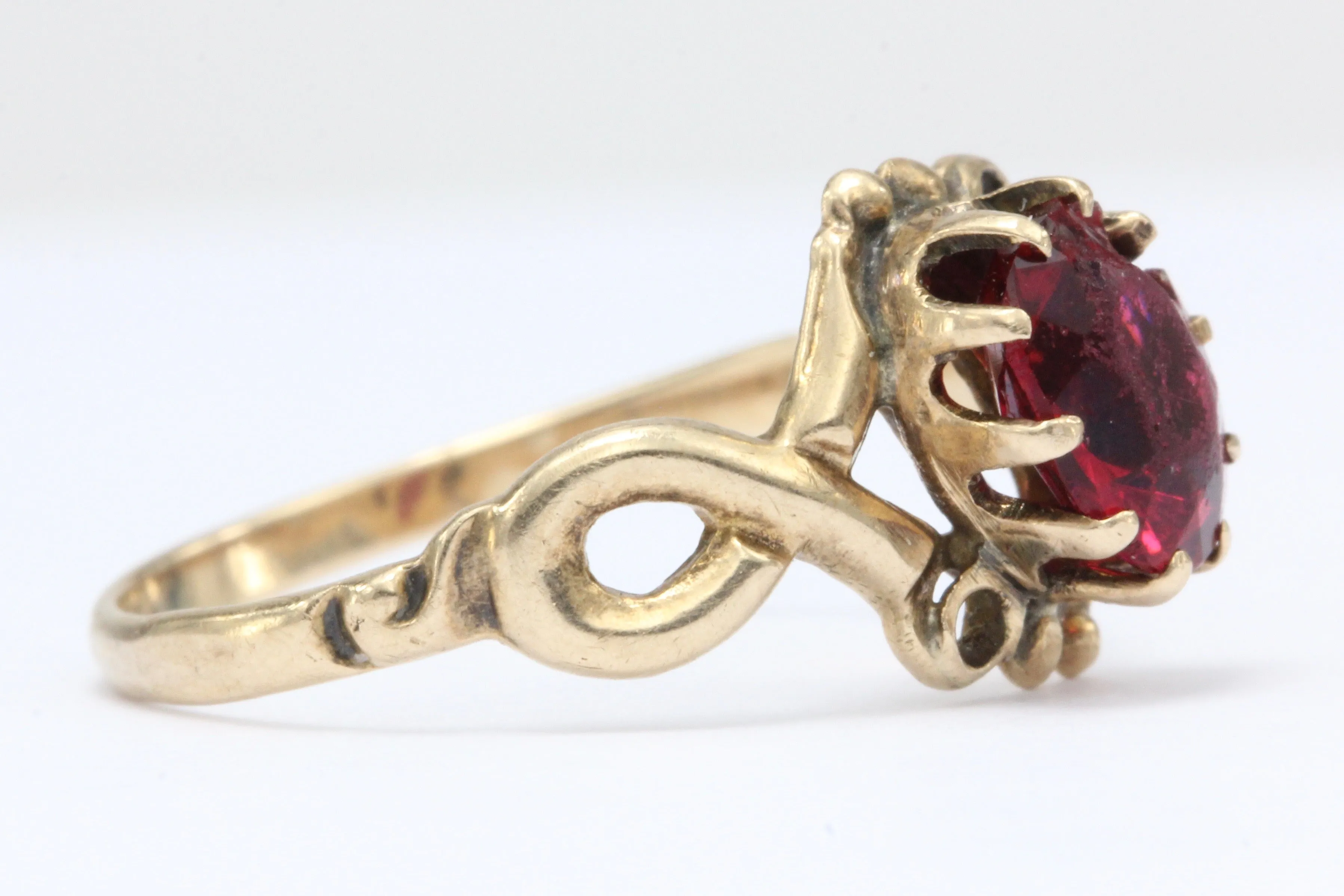 Victorian Ostby & Barton 10K Gold Red Paste Ring c.1890