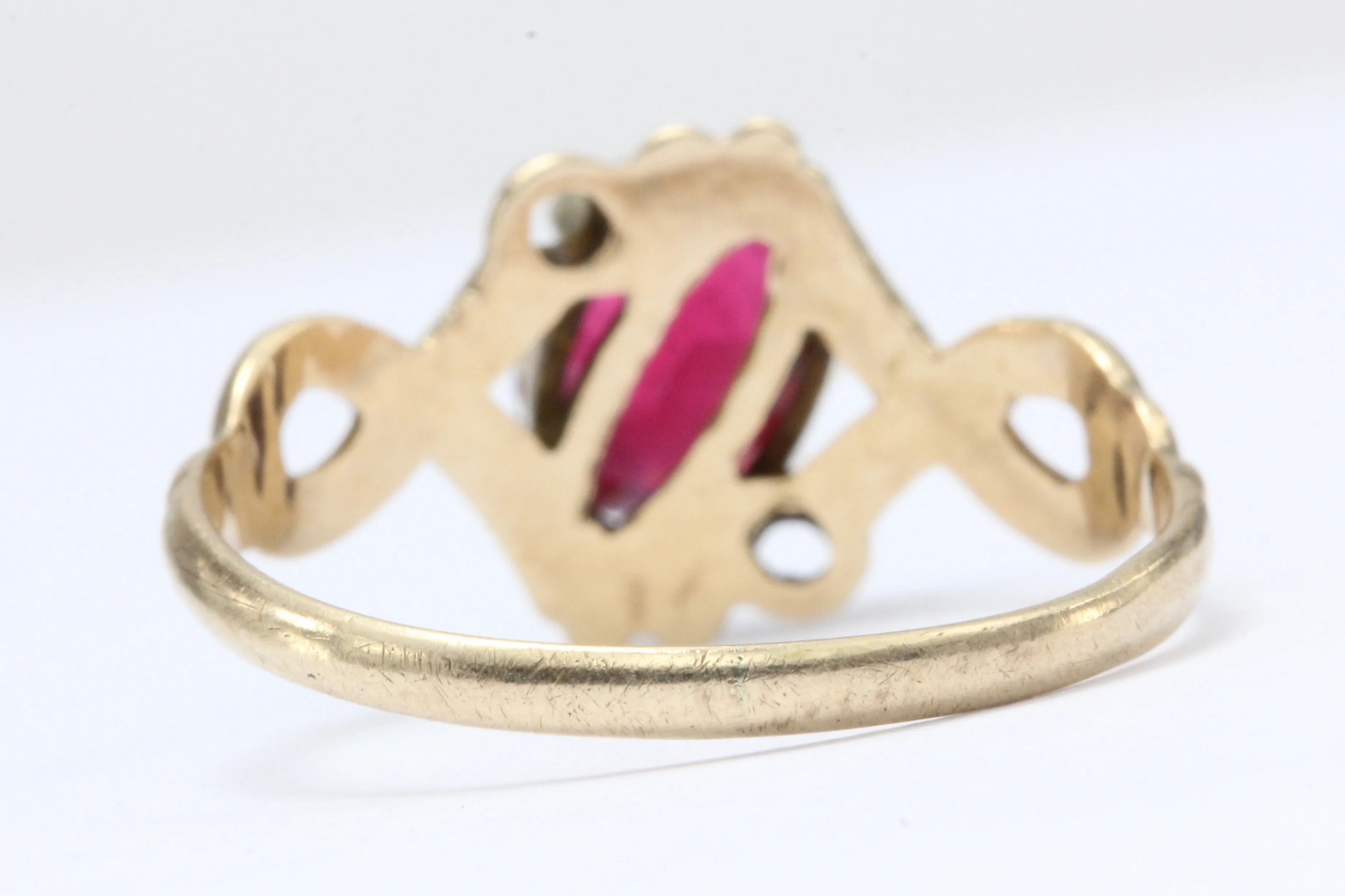 Victorian Ostby & Barton 10K Gold Red Paste Ring c.1890