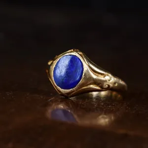 Victorian Round Lapis Lazuli Signet Ring
