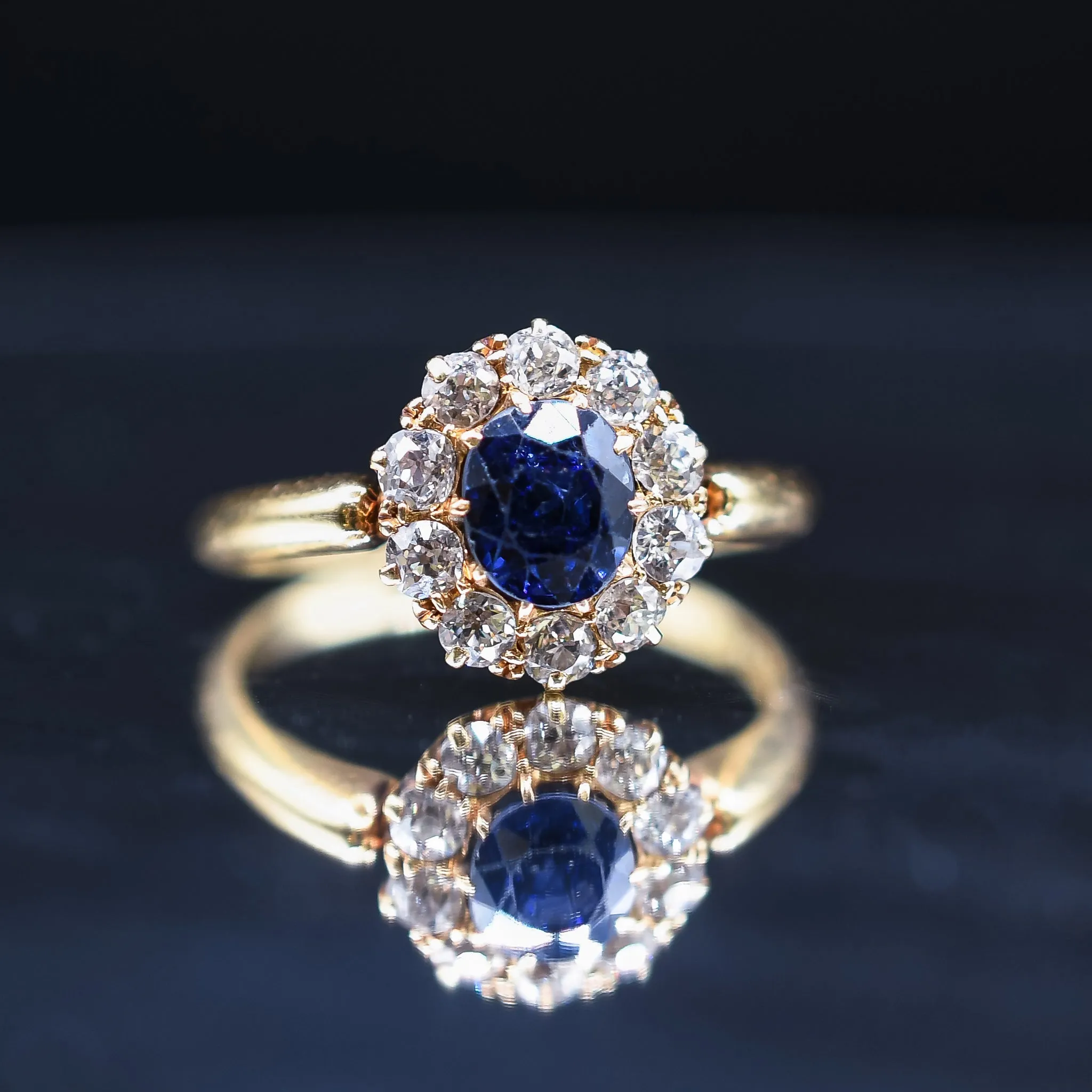 Victorian Sapphire & Diamond Cluster Ring