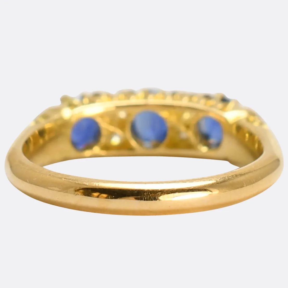 Victorian Sapphire & Diamond Half-Hoop Ring